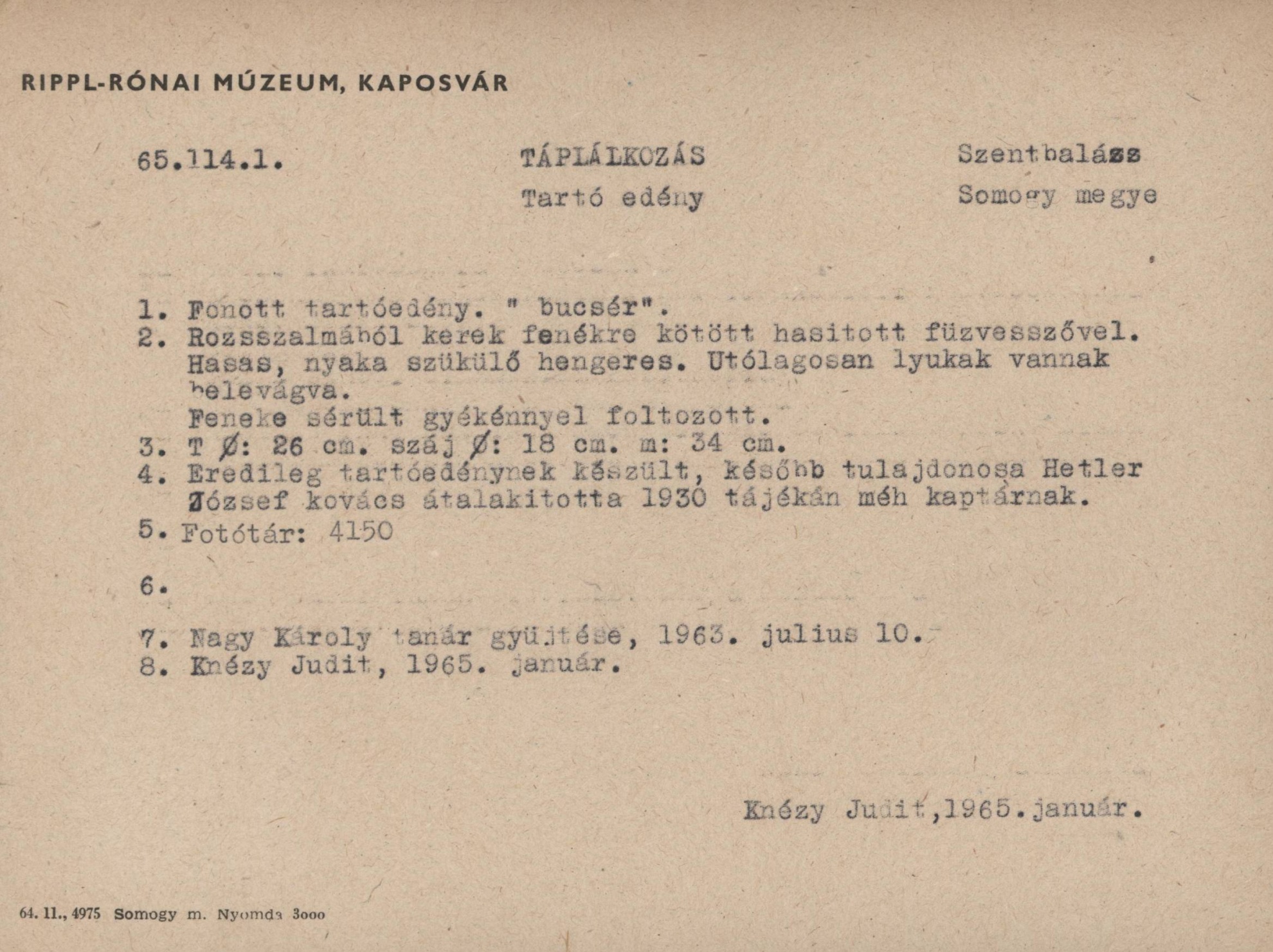 bucsér fonott tartóedény (Rippl-Rónai Múzeum CC BY-NC-SA)