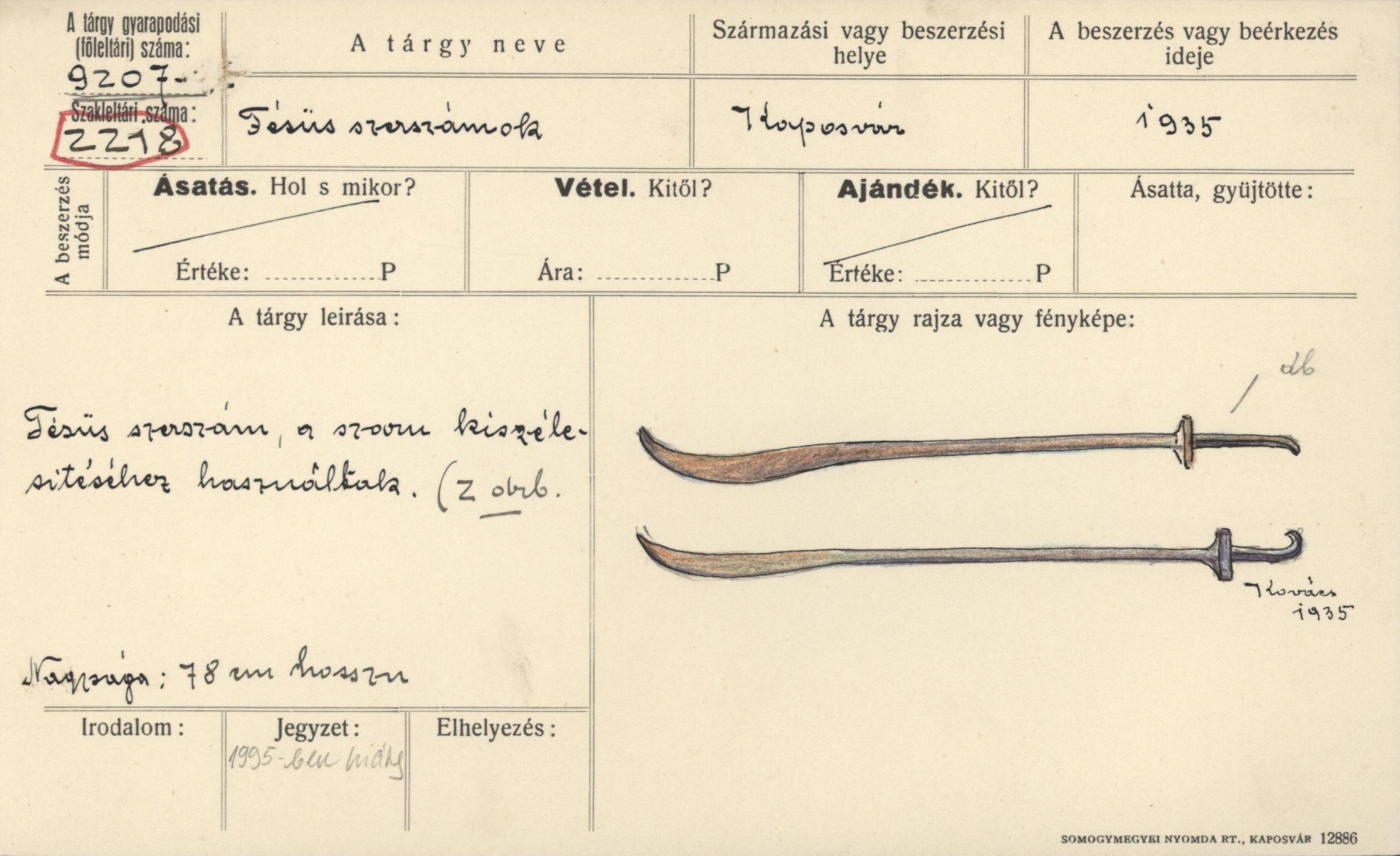 Fésűs szerszámok vasból (Rippl-Rónai Múzeum CC BY-NC-SA)