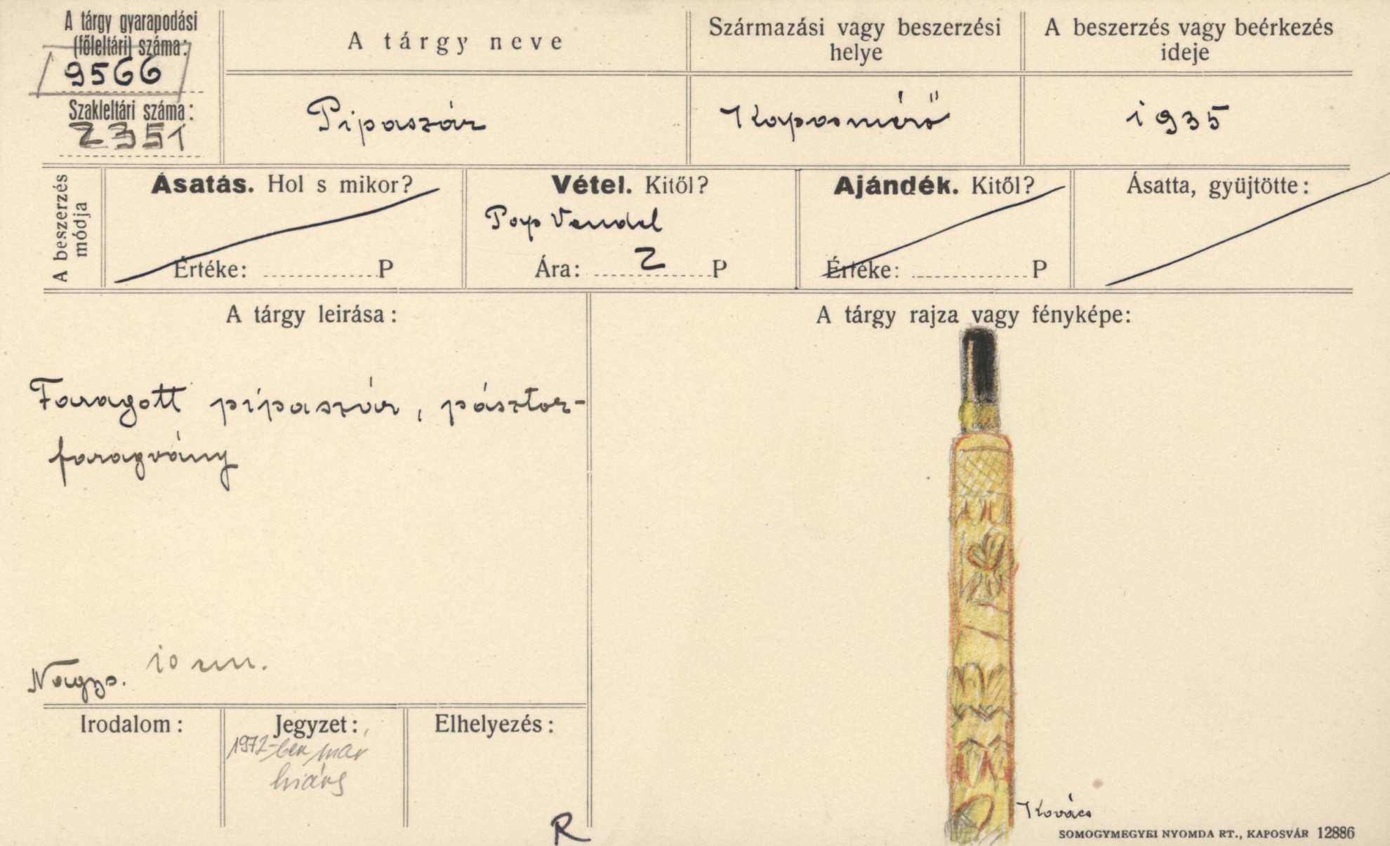 Faragott pipaszár fából (Rippl-Rónai Múzeum CC BY-NC-SA)