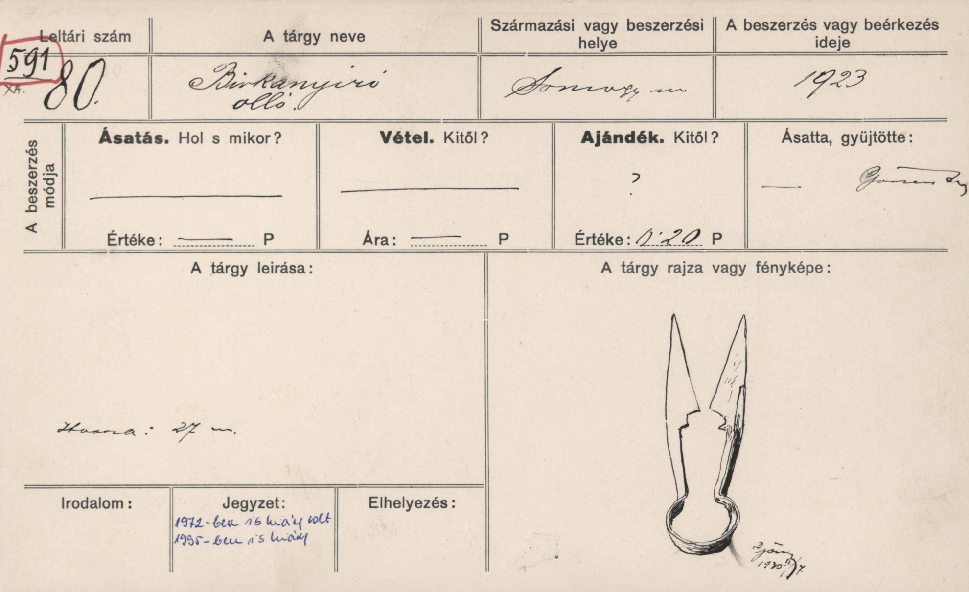 Birkanyírő olló (Rippl-Rónai Múzeum CC BY-NC-SA)