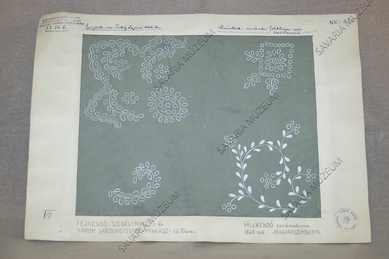 Hímzésminta rajza (Savaria Megyei Hatókörű Városi Múzeum, Szombathely CC BY-NC-SA)