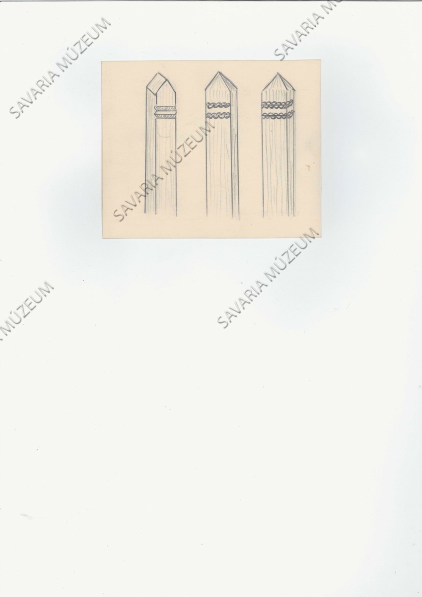 Rajz díszített kapufákról (Savaria Megyei Hatókörű Városi Múzeum, Szombathely CC BY-NC-SA)