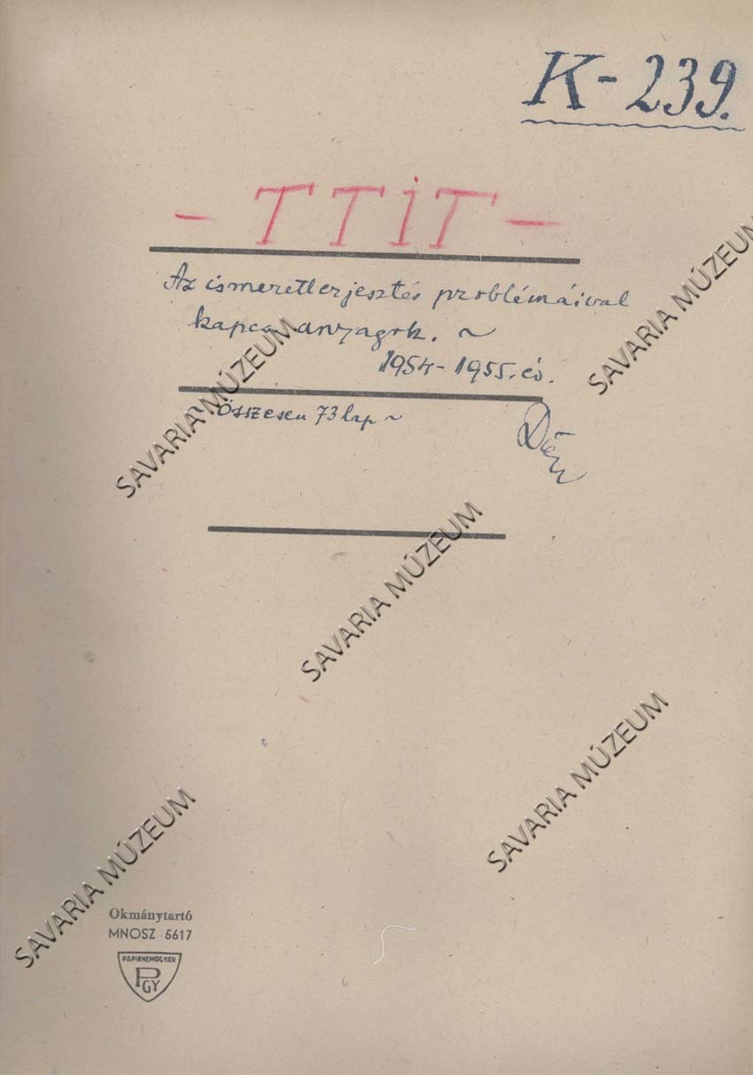 TTIT -Szhlyi- ismeretterj. probl. (Savaria Megyei Hatókörű Városi Múzeum, Szombathely CC BY-NC-SA)