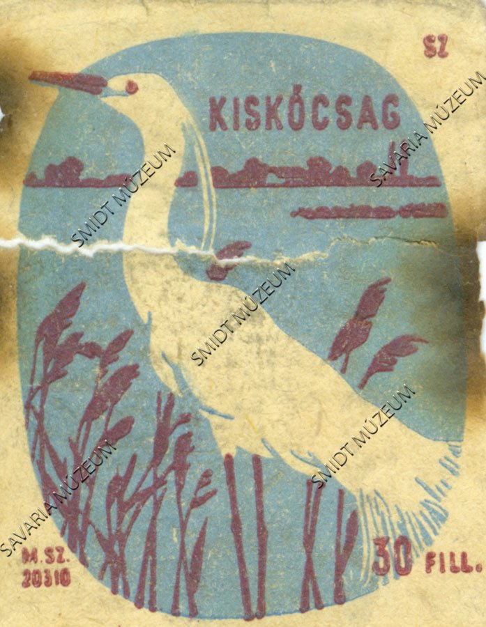 Gyufacímke, Vízimadarak, Kiskócsag (Smidt Múzeum, Szombathely CC BY-NC-SA)