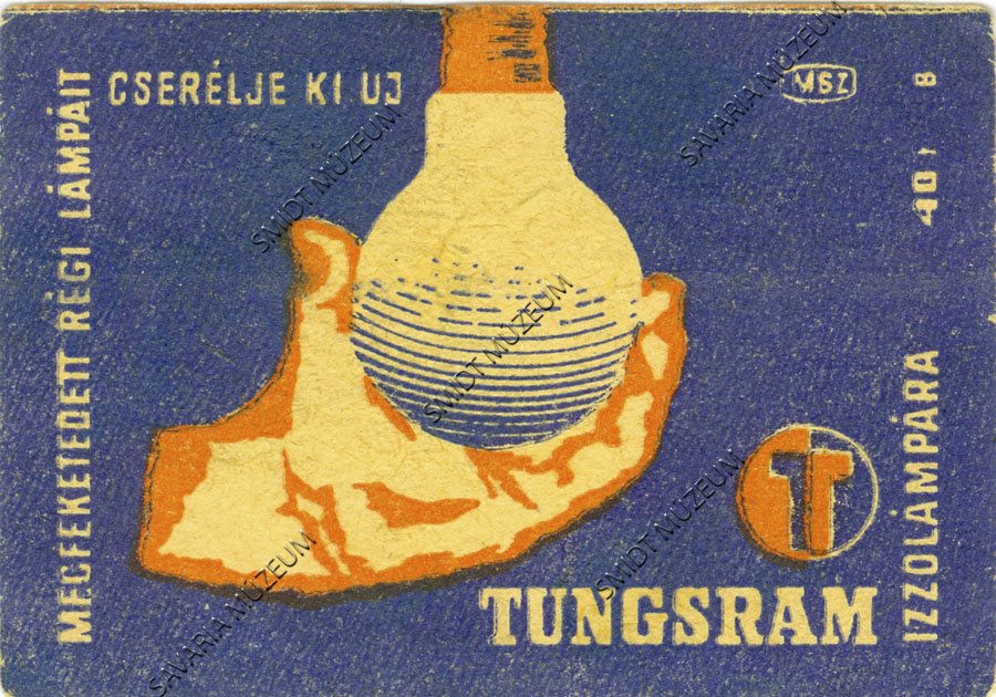 Gyufacímke, Tungsram (Smidt Múzeum, Szombathely CC BY-NC-SA)