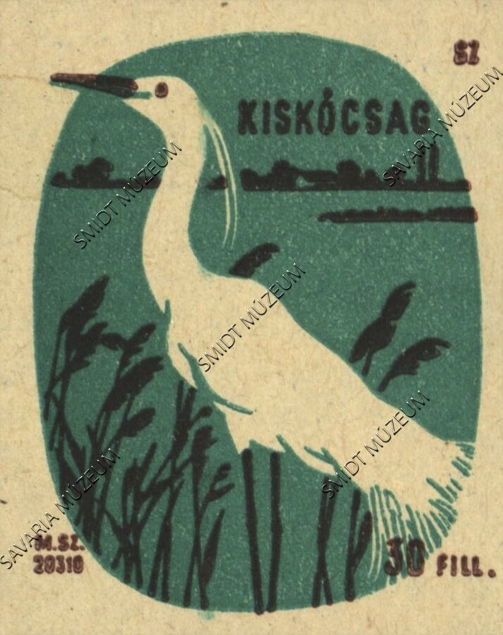 Gyufacímke, Vízimadarak, Kiskócsag (Smidt Múzeum, Szombathely CC BY-NC-SA)