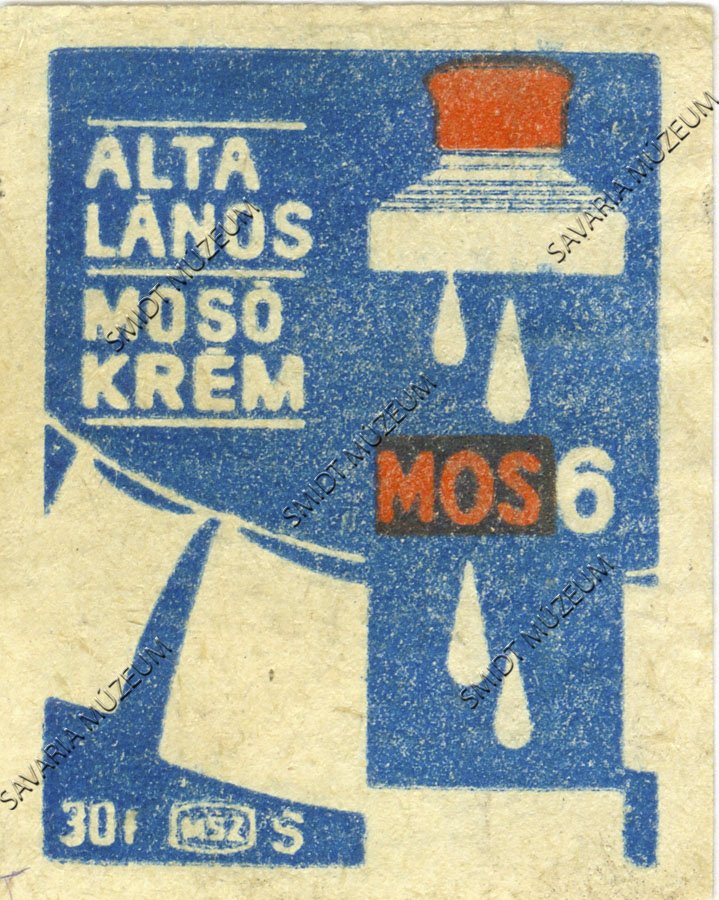 Gyufacímke, MOS 6 mosókrém (Smidt Múzeum, Szombathely CC BY-NC-SA)