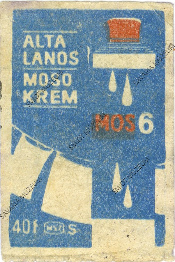 Gyufacímke, MOS 6 mosókrém (Smidt Múzeum, Szombathely CC BY-NC-SA)