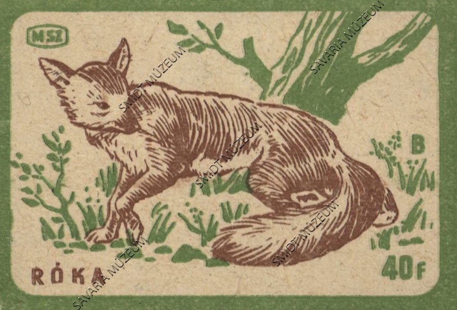 Gyufacímke, Erdei állatok, Róka (Smidt Múzeum, Szombathely CC BY-NC-SA)