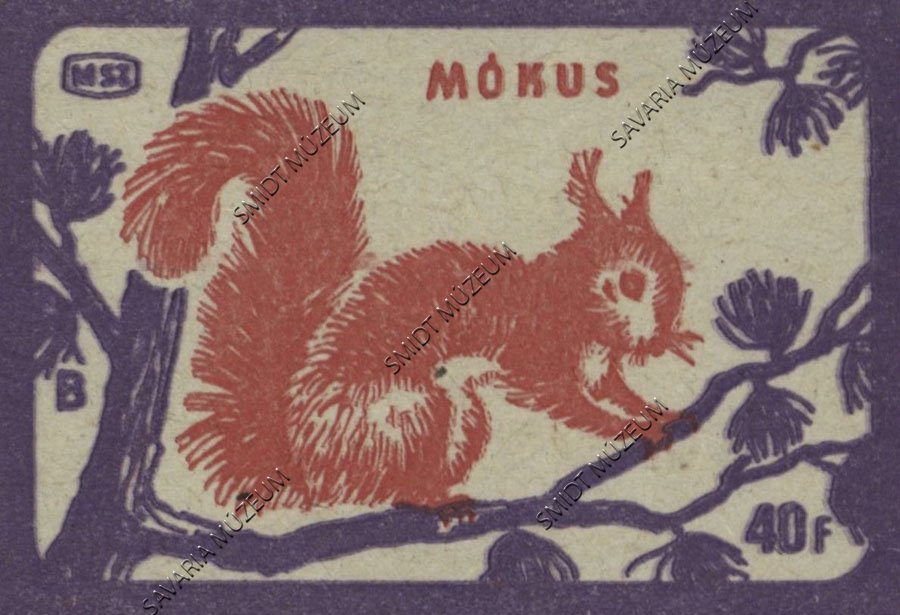 Gyufacímke, Erdei állatok, Mókus (Smidt Múzeum, Szombathely CC BY-NC-SA)