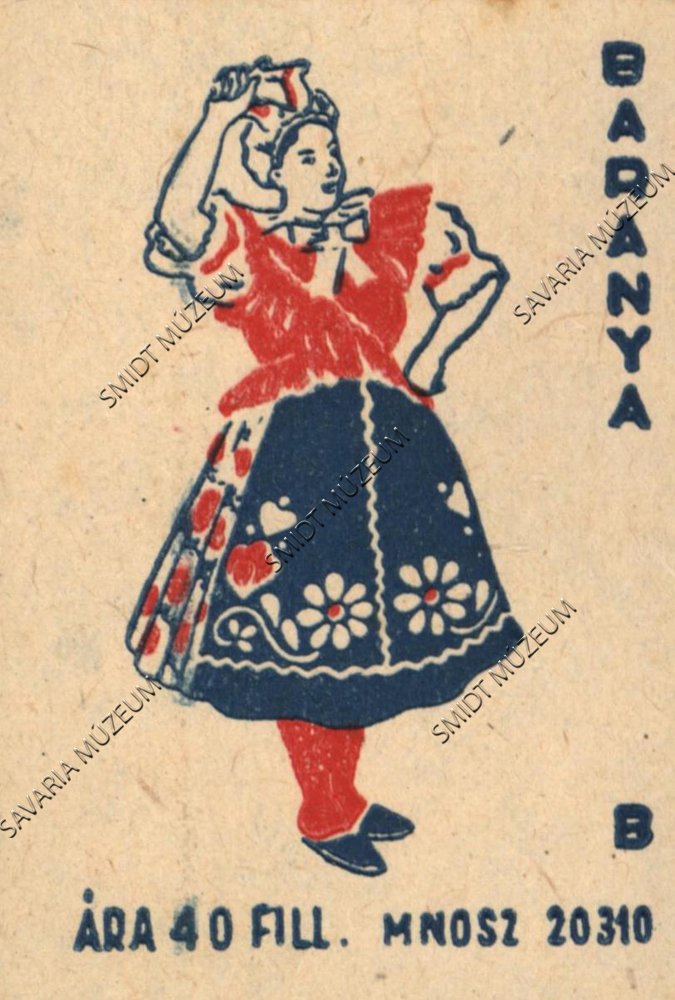 Gyufacímke, Baranyai női népviselet (Smidt Múzeum, Szombathely CC BY-NC-SA)