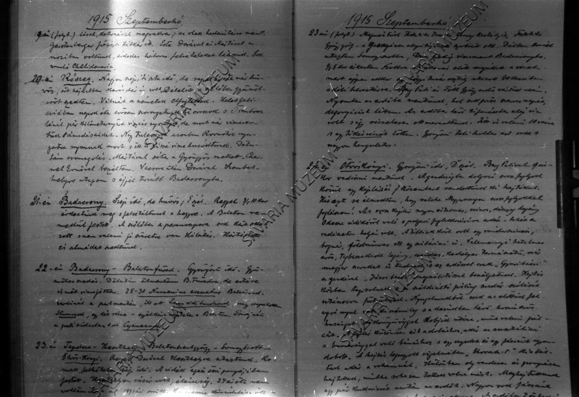 Chernel István naplójának részlete 1915. január 1.- december 31. (Savaria Megyei Hatókörű Városi Múzeum, Szombathely CC BY-NC-SA)