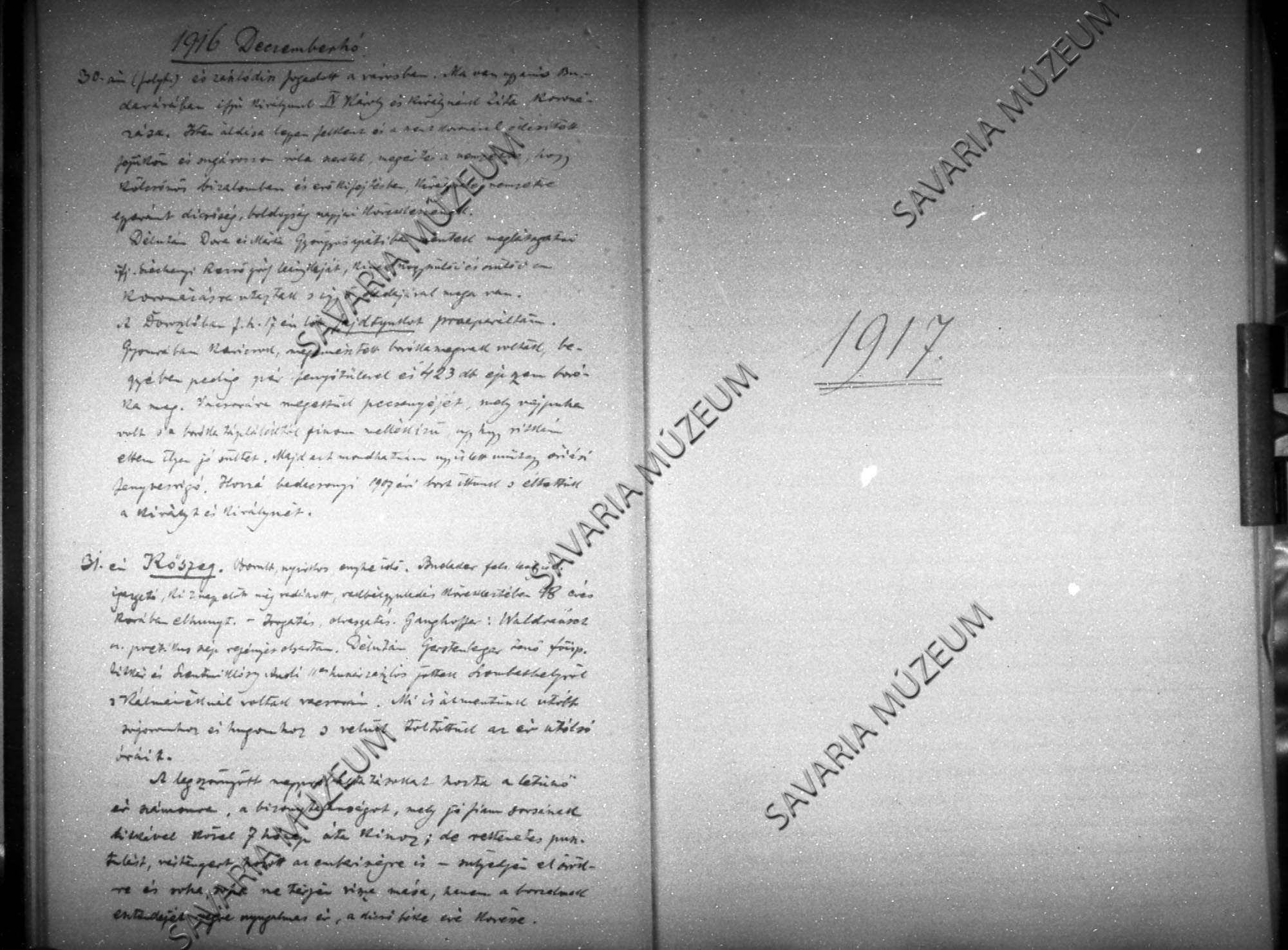 Chernel István naplójának részlete 1916. január 1.- december 31. (Savaria Megyei Hatókörű Városi Múzeum, Szombathely CC BY-NC-SA)