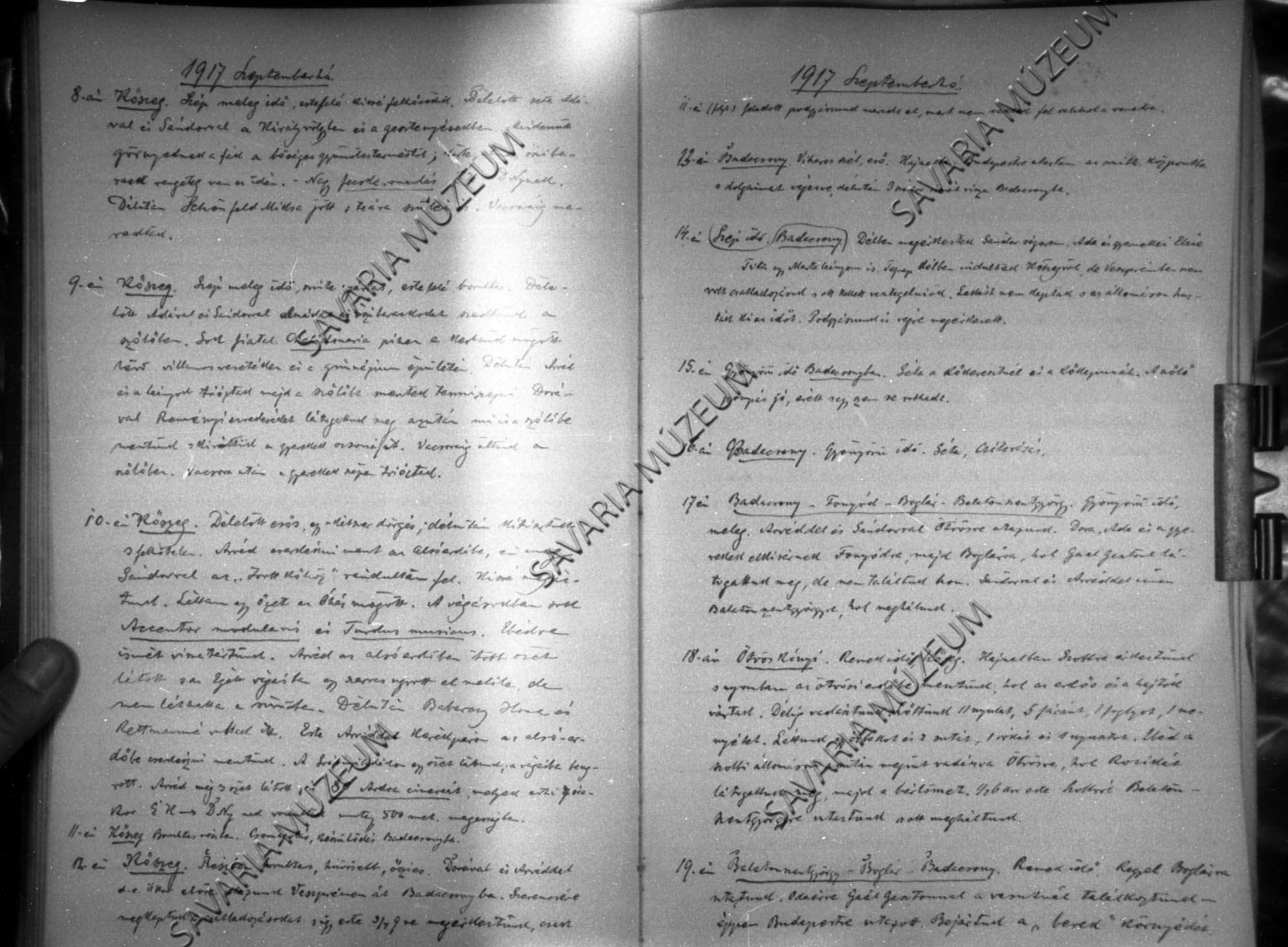 Chernel István naplójának részlete 1917. január 1.- december 31. (Savaria Megyei Hatókörű Városi Múzeum, Szombathely CC BY-NC-SA)