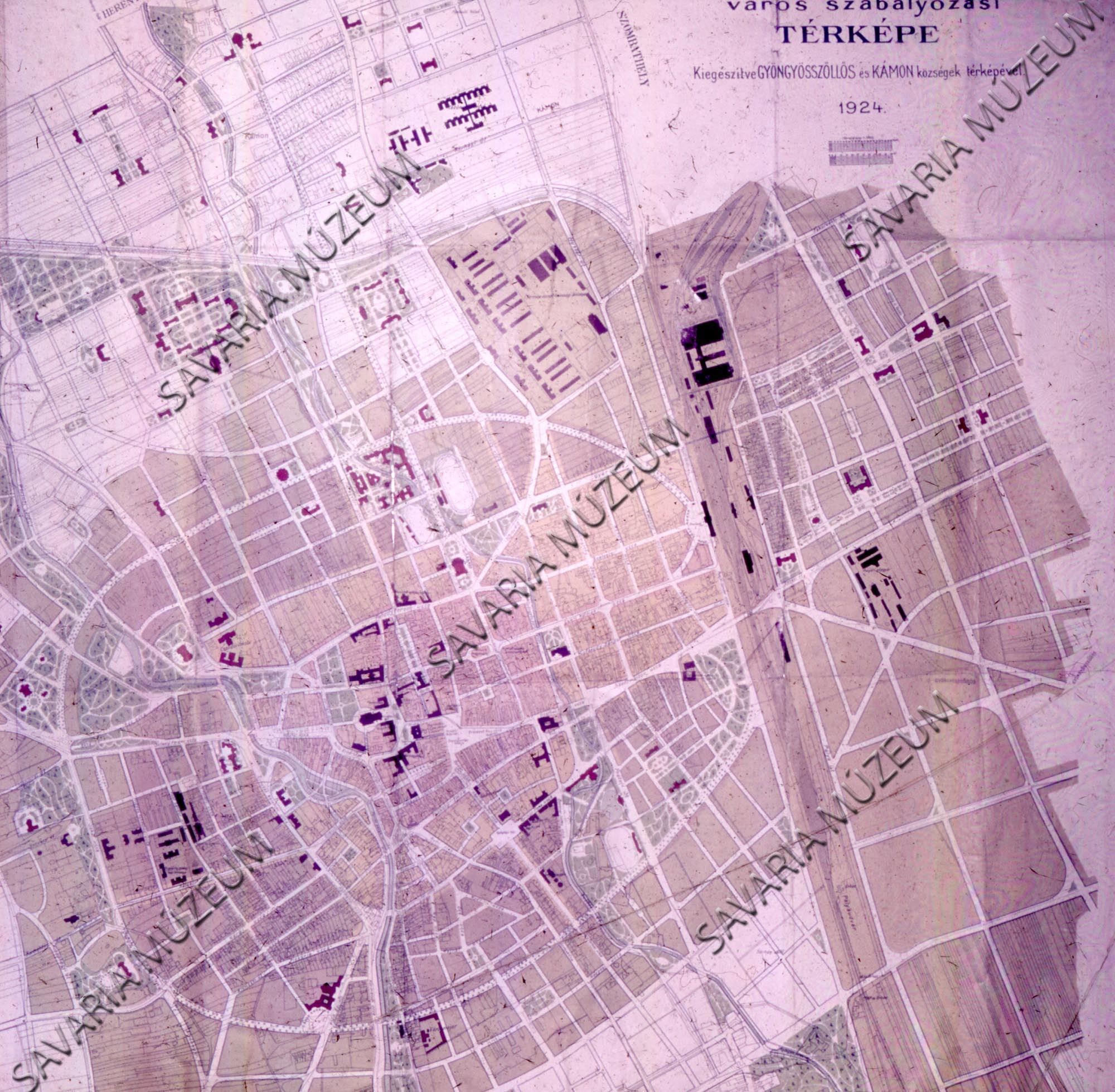 Városfejlesztési térkép 1924-ből (Savaria Megyei Hatókörű Városi Múzeum, Szombathely CC BY-NC-SA)