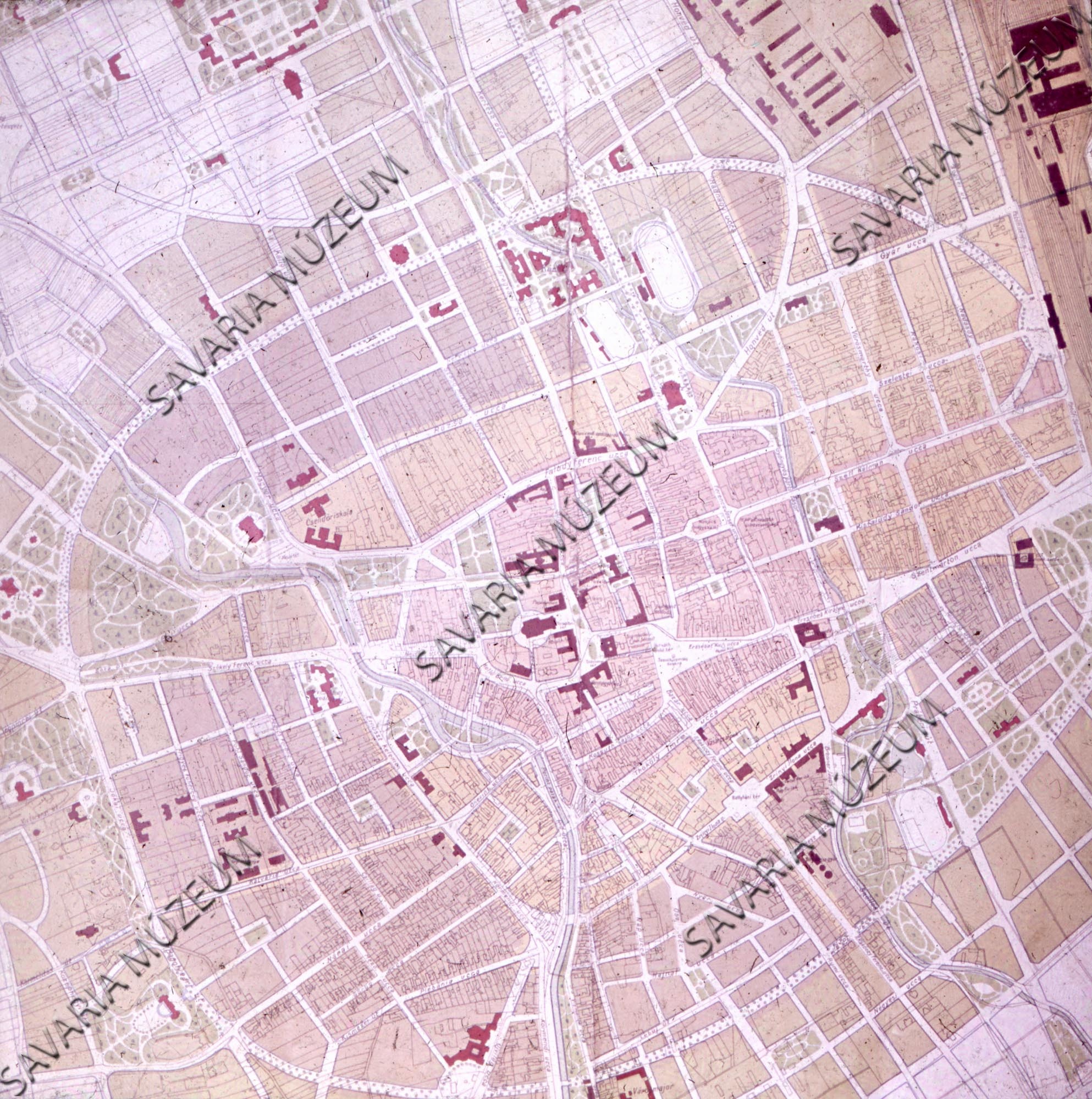 Városfejlesztési térkép 1924-ből (Savaria Megyei Hatókörű Városi Múzeum, Szombathely CC BY-NC-SA)