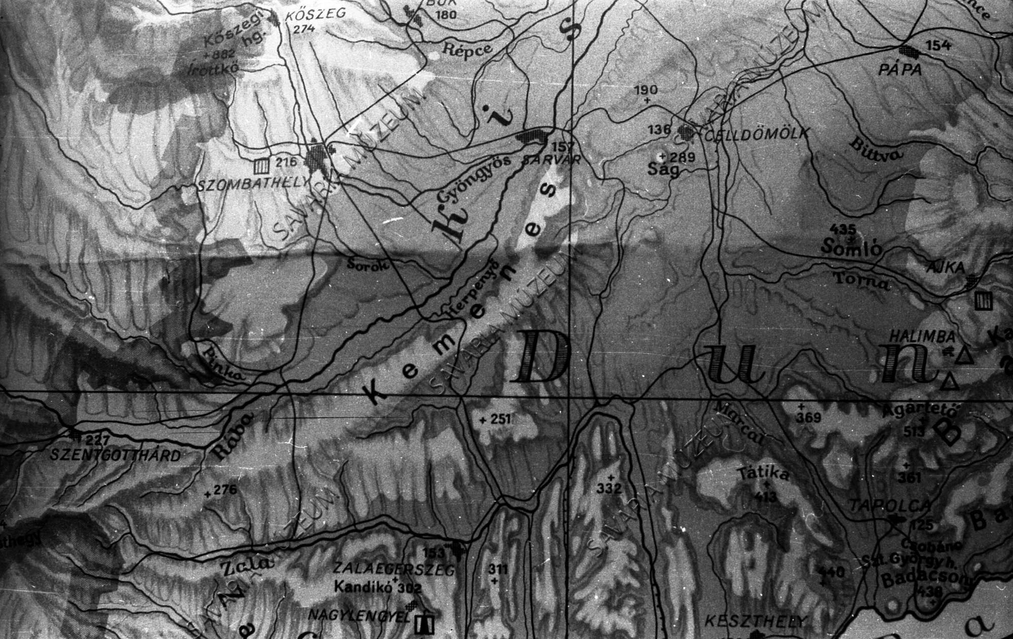 Dunántúl térképe (Savaria Megyei Hatókörű Városi Múzeum, Szombathely CC BY-NC-SA)