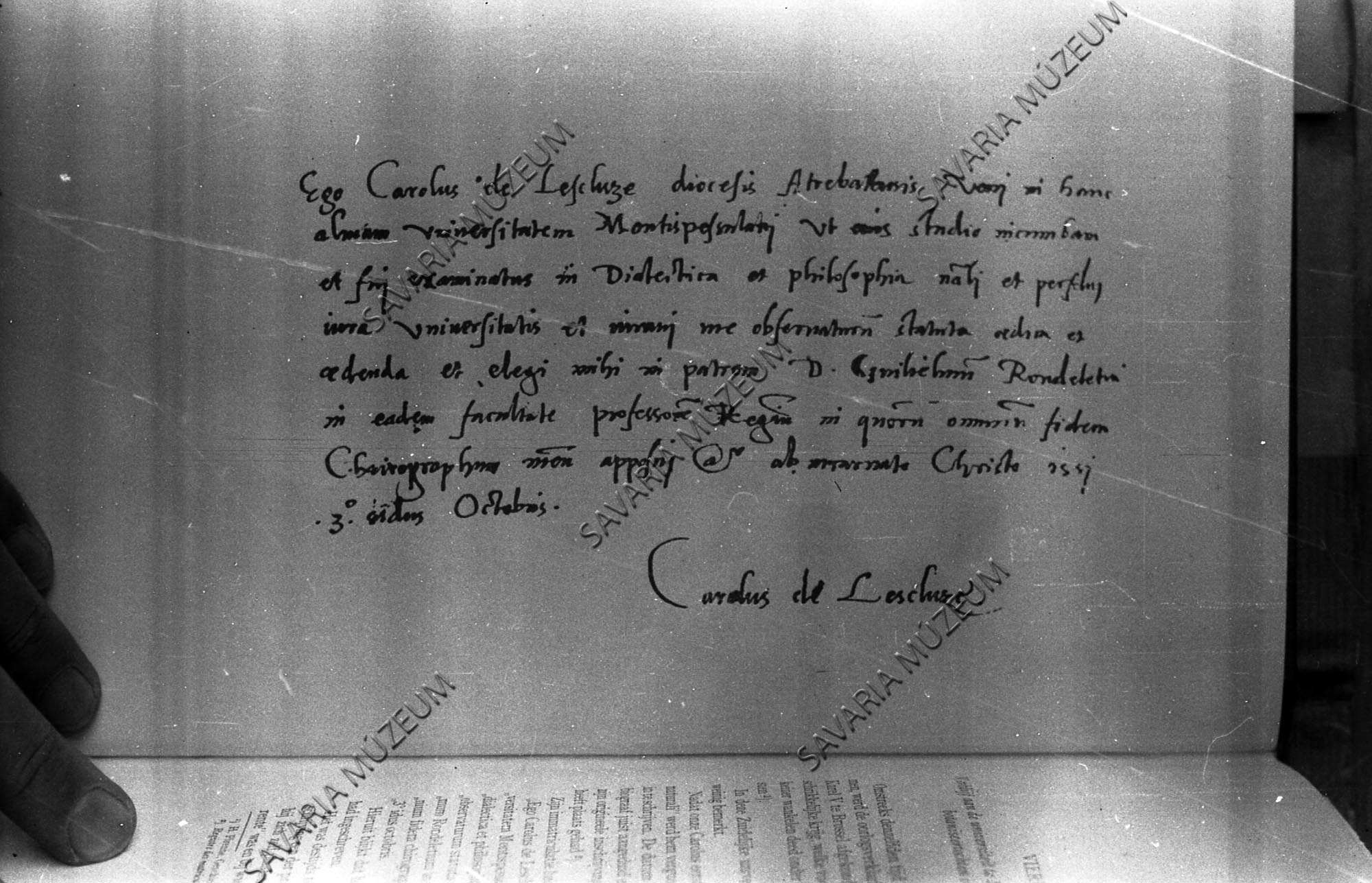Clusius kézírása (Savaria Megyei Hatókörű Városi Múzeum, Szombathely CC BY-NC-SA)