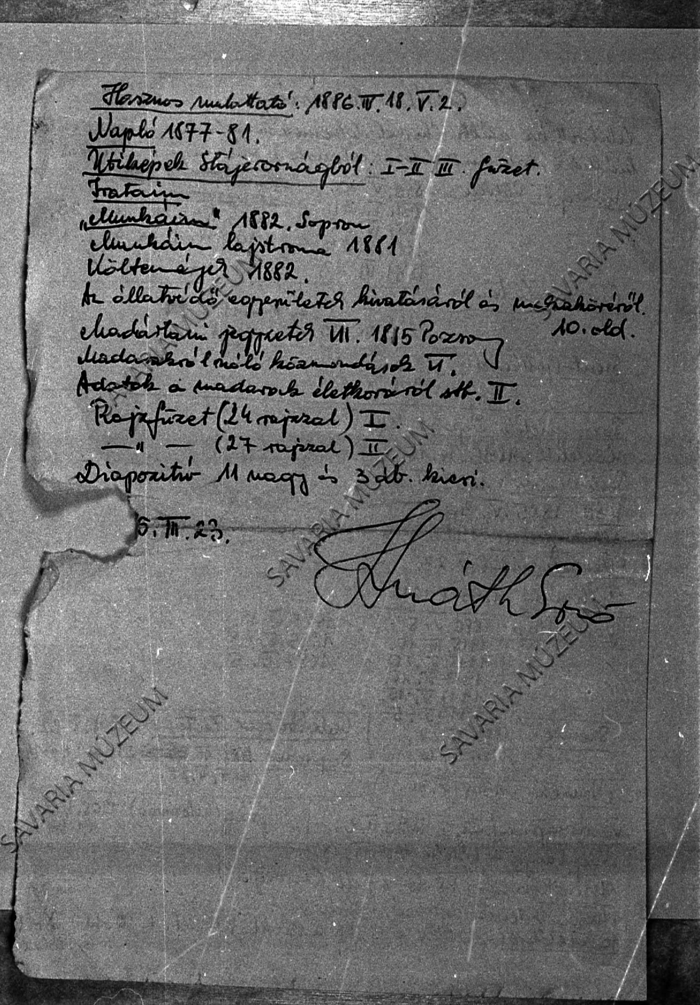 Chernel dokumentumok jegyzéke (Savaria Megyei Hatókörű Városi Múzeum, Szombathely CC BY-NC-SA)