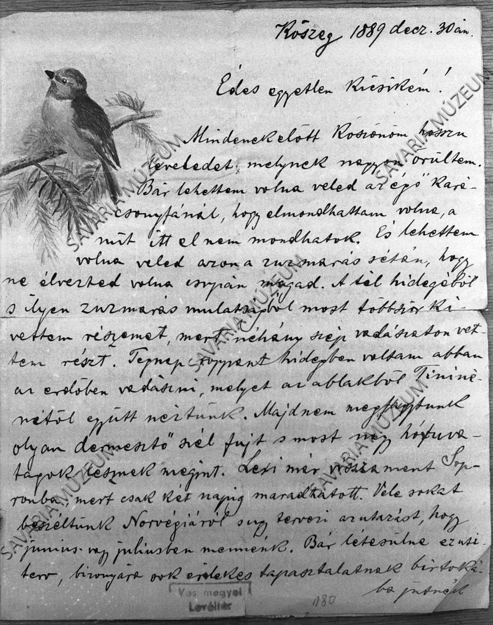 Chernel akvarellje és levele (Savaria Megyei Hatókörű Városi Múzeum, Szombathely CC BY-NC-SA)