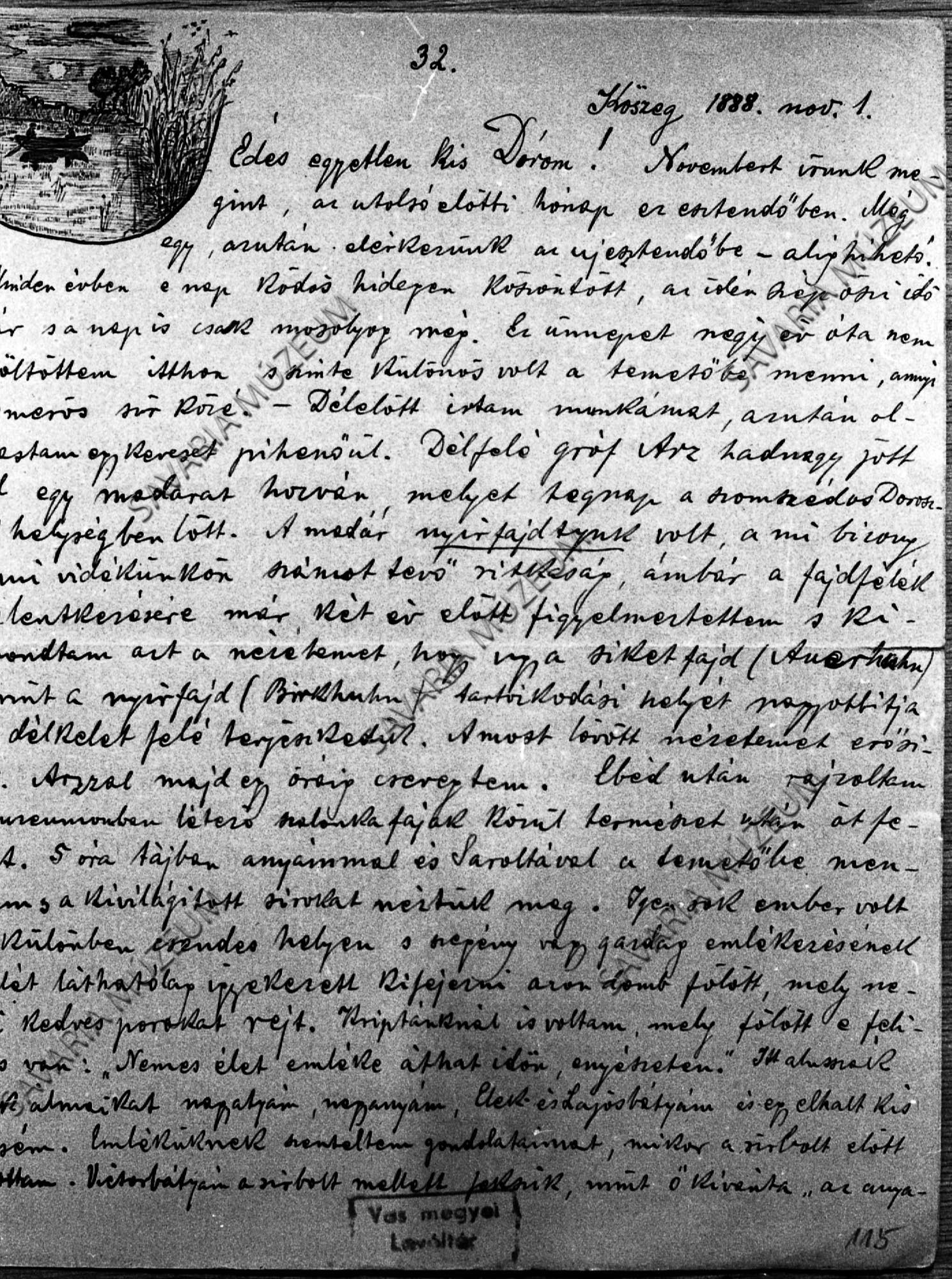 Chernel rajza és levele (Savaria Megyei Hatókörű Városi Múzeum, Szombathely CC BY-NC-SA)