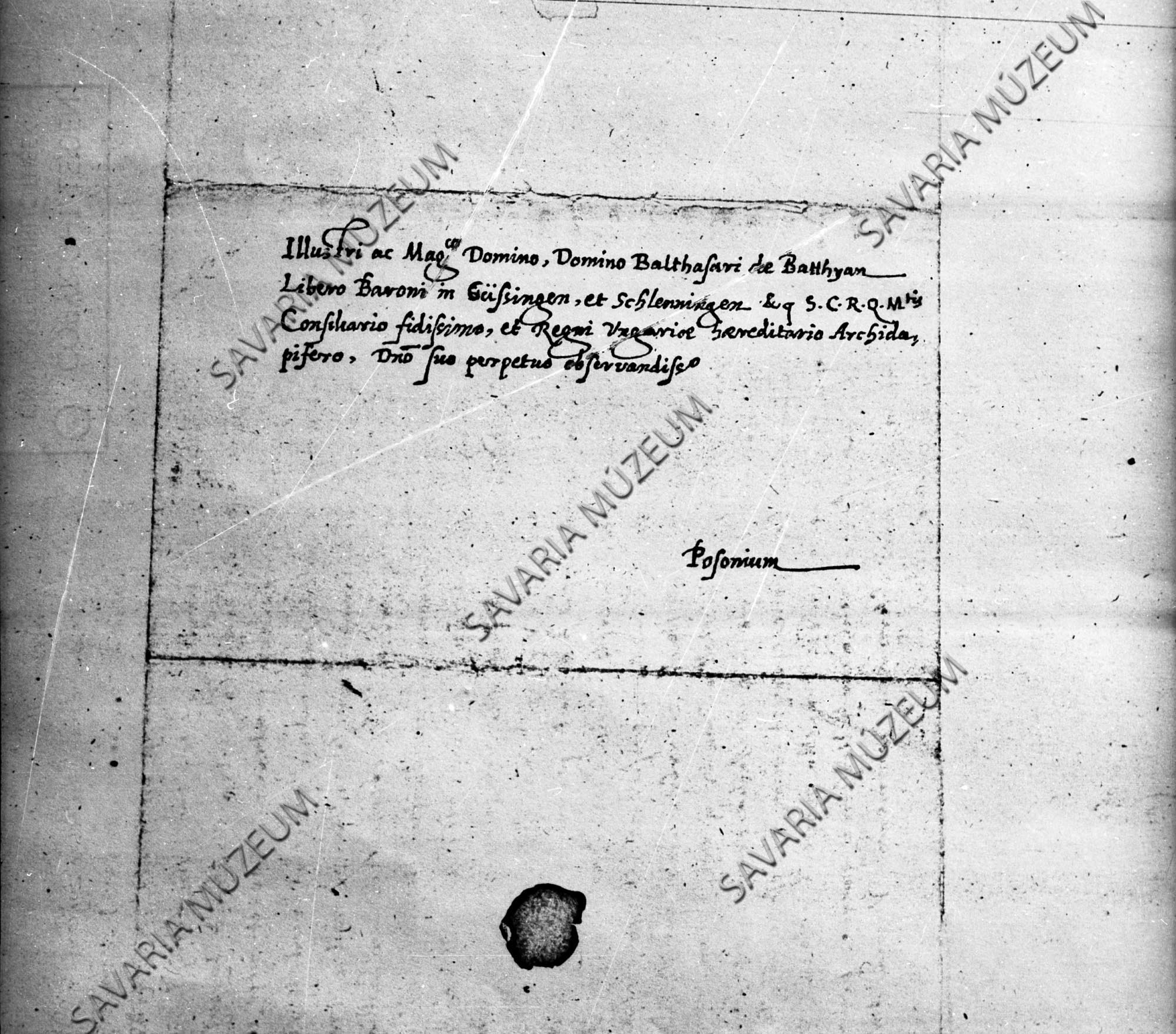 Clusius levele Batthyány Boldizsárhoz (Savaria Megyei Hatókörű Városi Múzeum, Szombathely CC BY-NC-SA)