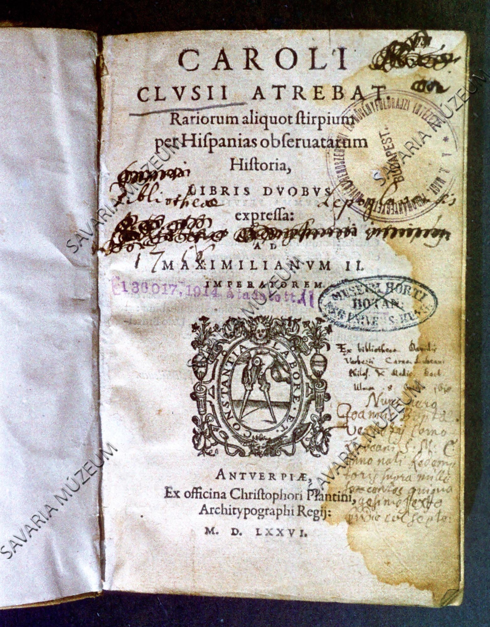 Clusius kötet (Savaria Megyei Hatókörű Városi Múzeum, Szombathely CC BY-NC-SA)
