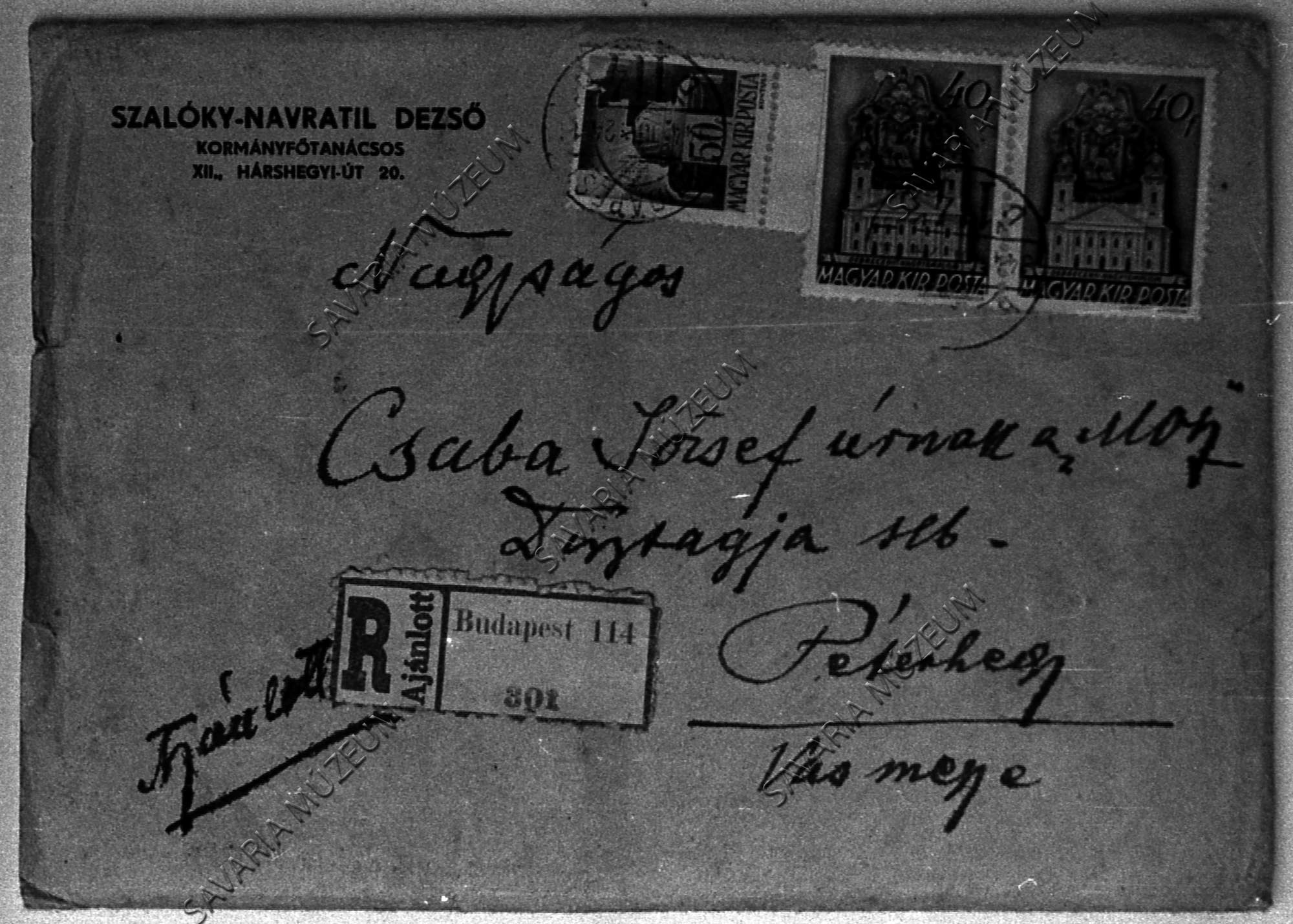 Herman Ottó emlékérem adományozó levele (Savaria Megyei Hatókörű Városi Múzeum, Szombathely CC BY-NC-SA)