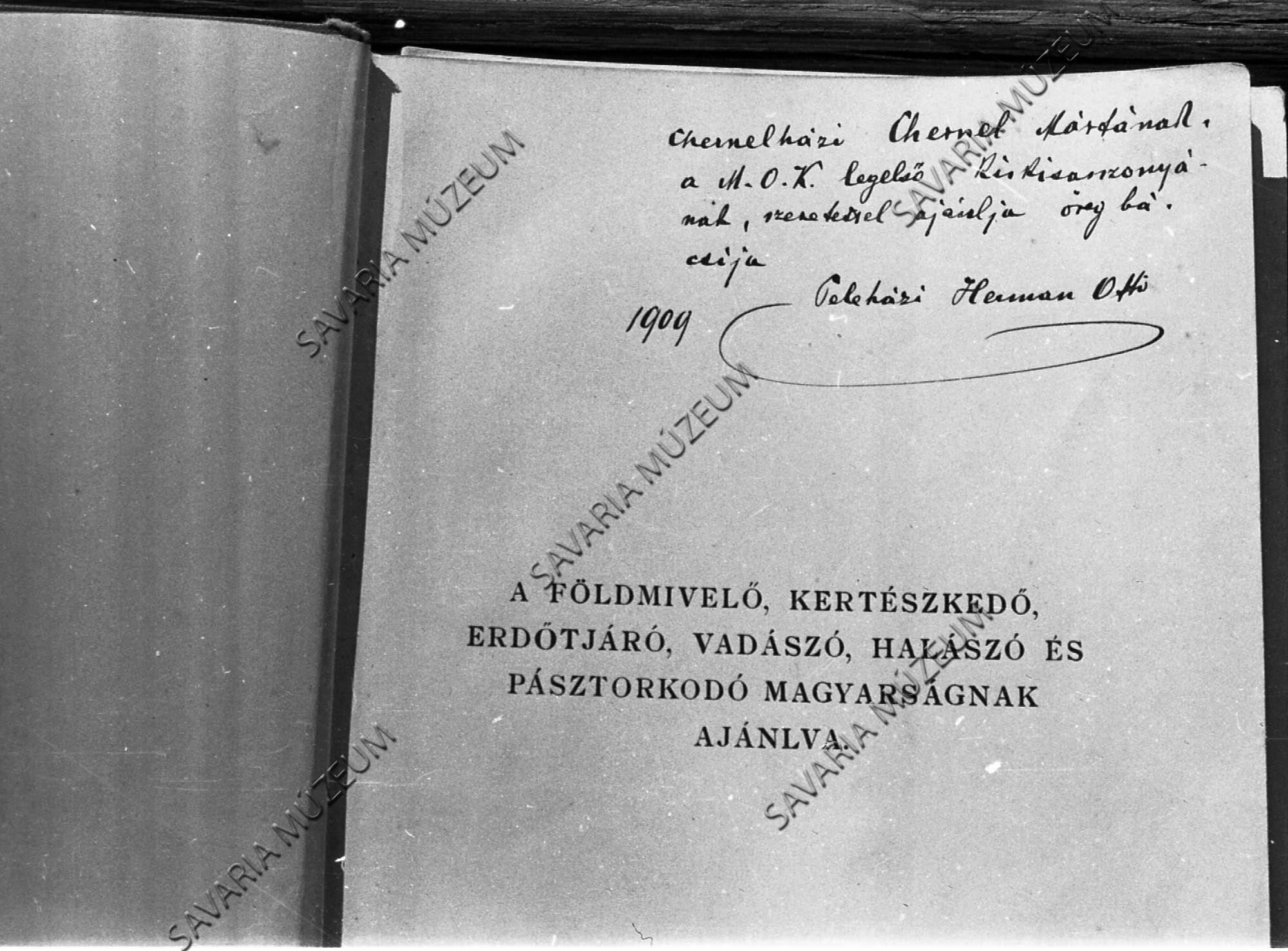 Herman Ottó dedikációja (Savaria Megyei Hatókörű Városi Múzeum, Szombathely CC BY-NC-SA)