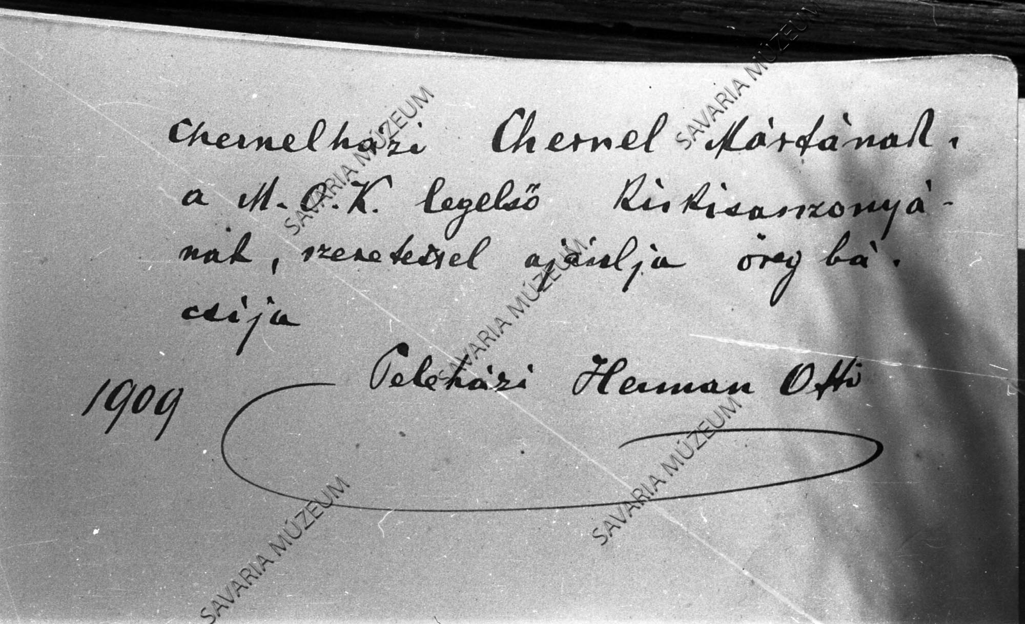 Herman Ottó dedikációja (Savaria Megyei Hatókörű Városi Múzeum, Szombathely CC BY-NC-SA)
