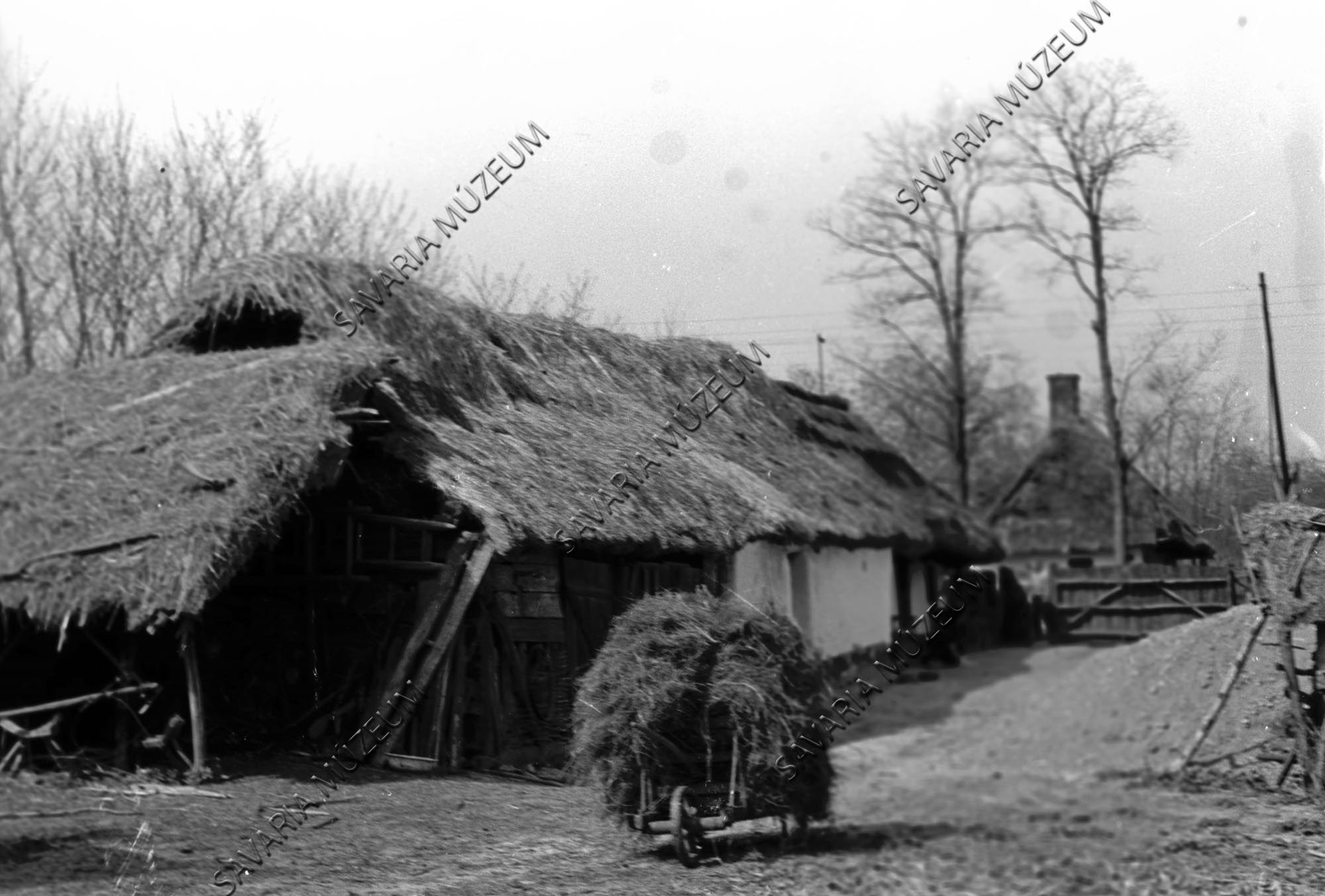 Ház udvar felől és talicska (Savaria Megyei Hatókörű Városi Múzeum, Szombathely CC BY-NC-SA)