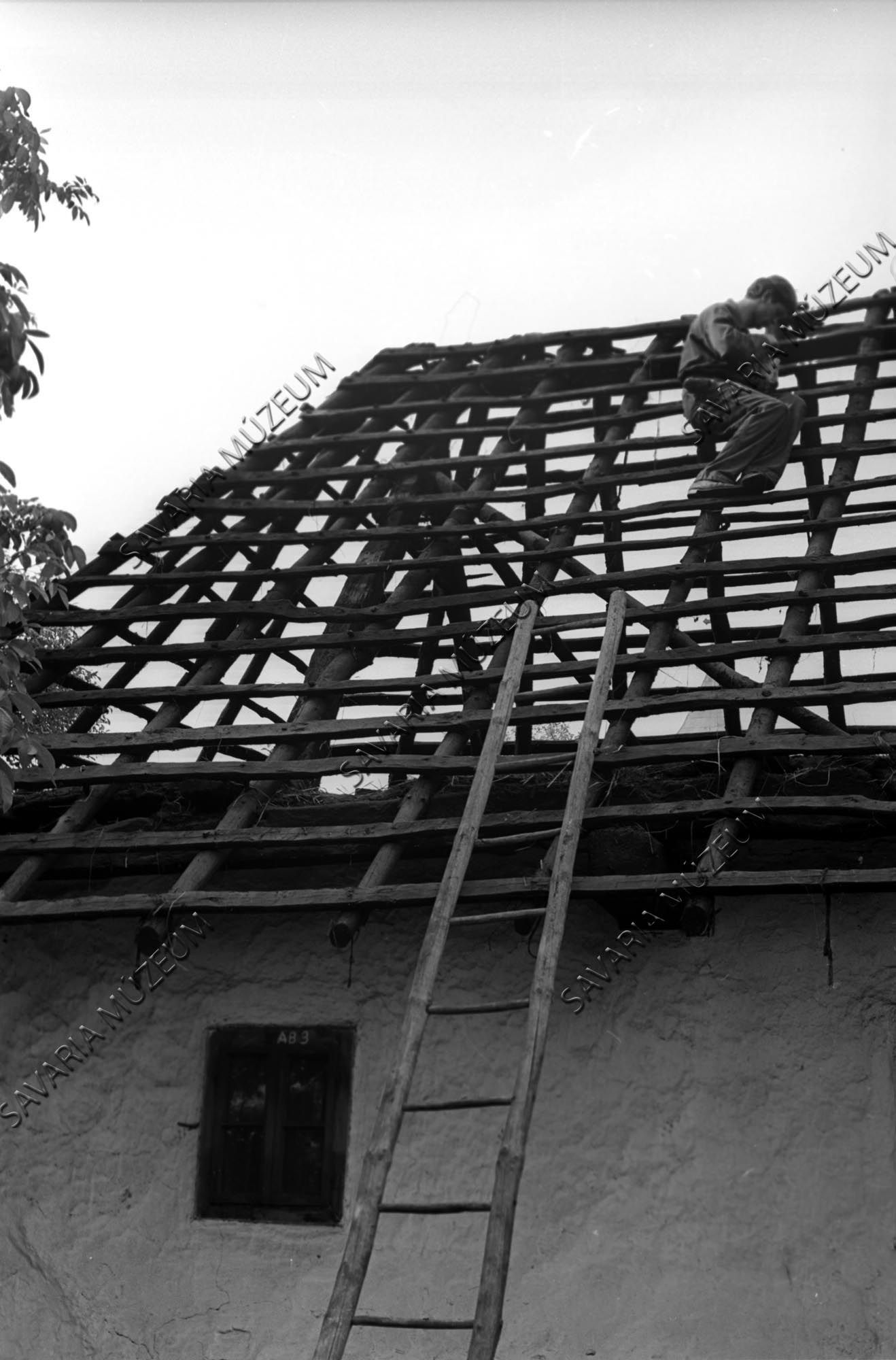Ház udvar felöli tetőszerkezete, bontás közben (Savaria Megyei Hatókörű Városi Múzeum, Szombathely CC BY-NC-SA)