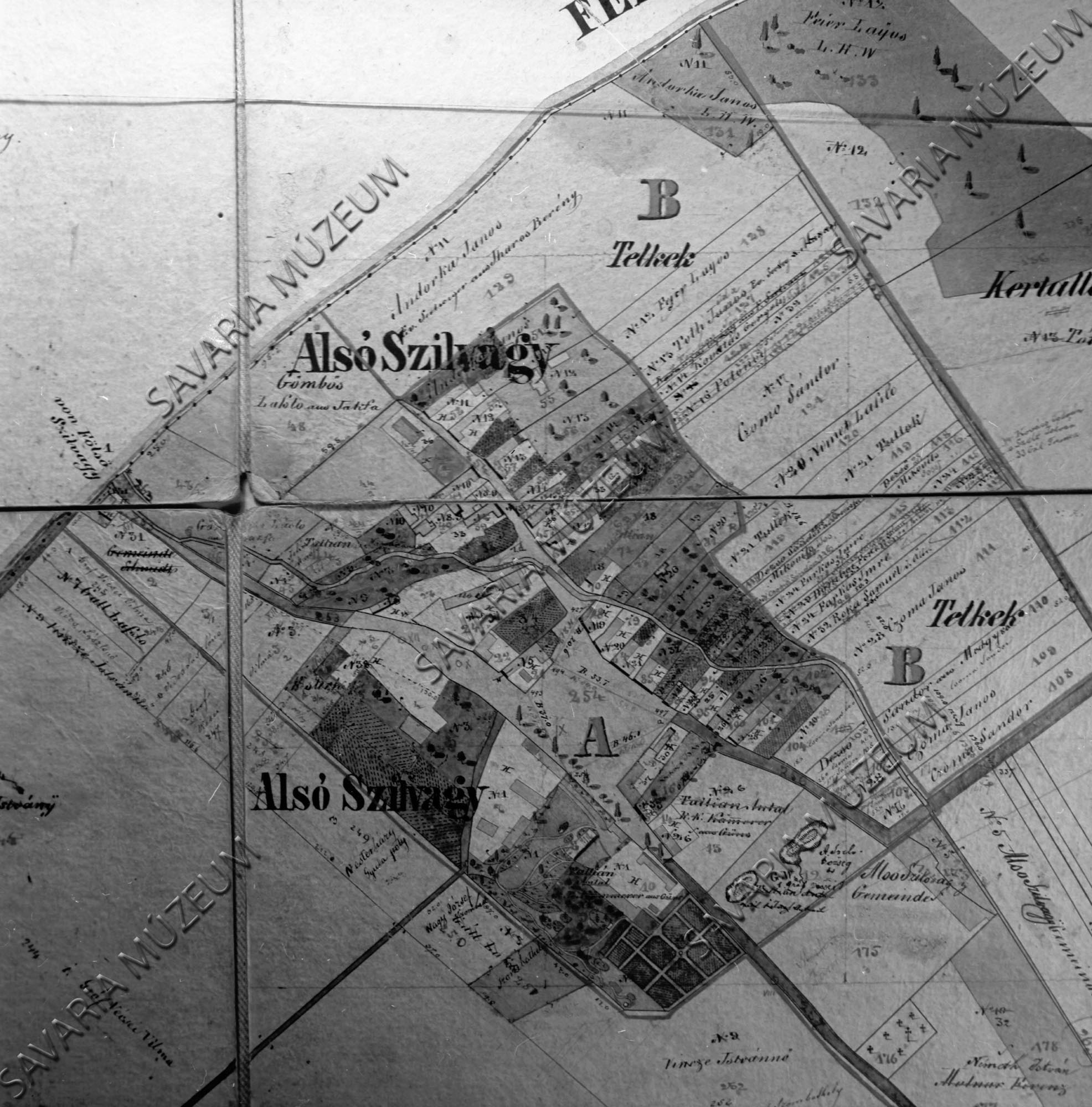 Alsószilvágy kataszteri térképe (Savaria Megyei Hatókörű Városi Múzeum, Szombathely CC BY-NC-SA)