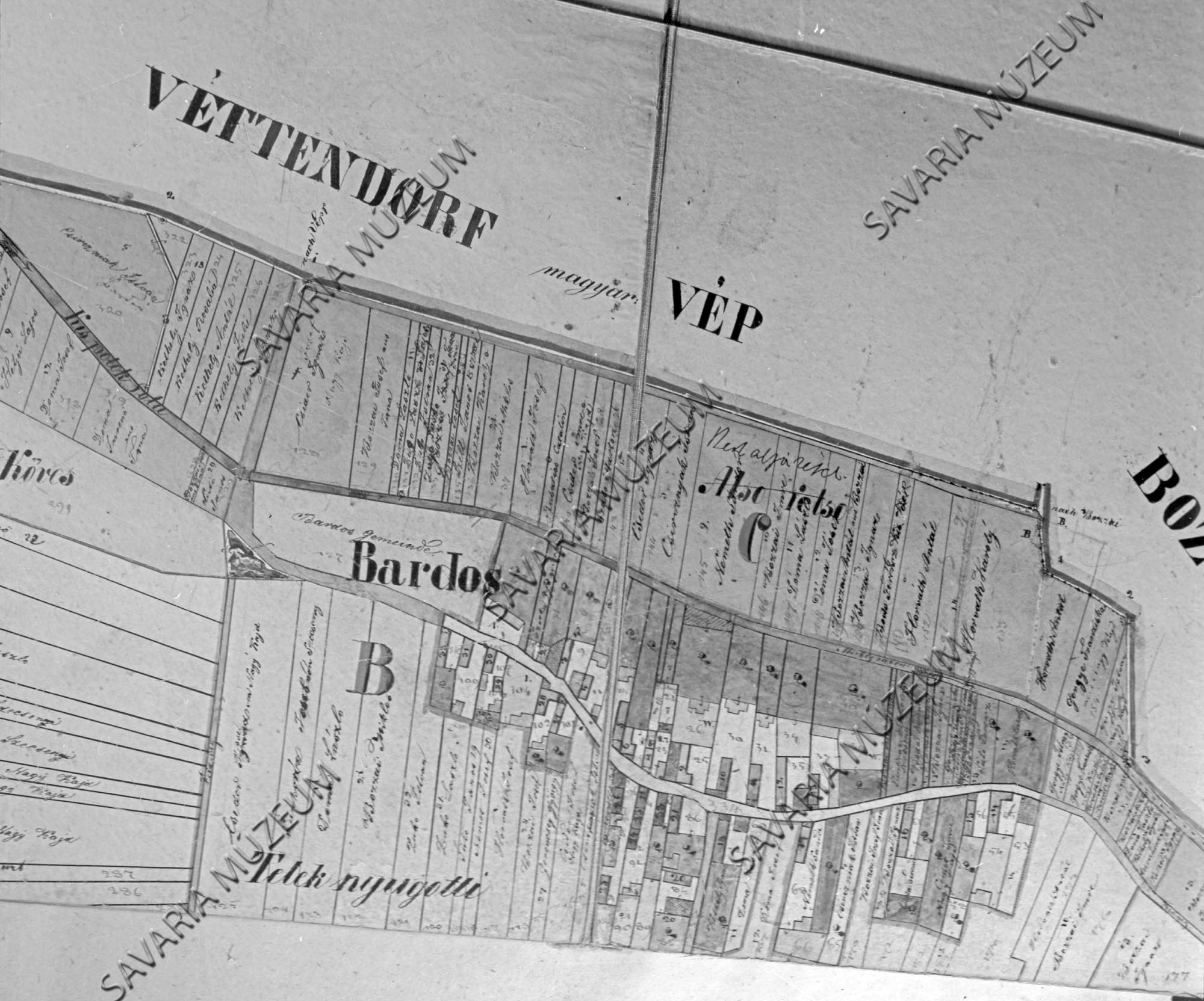 Bárdos kataszteri térképe (Savaria Megyei Hatókörű Városi Múzeum, Szombathely CC BY-NC-SA)