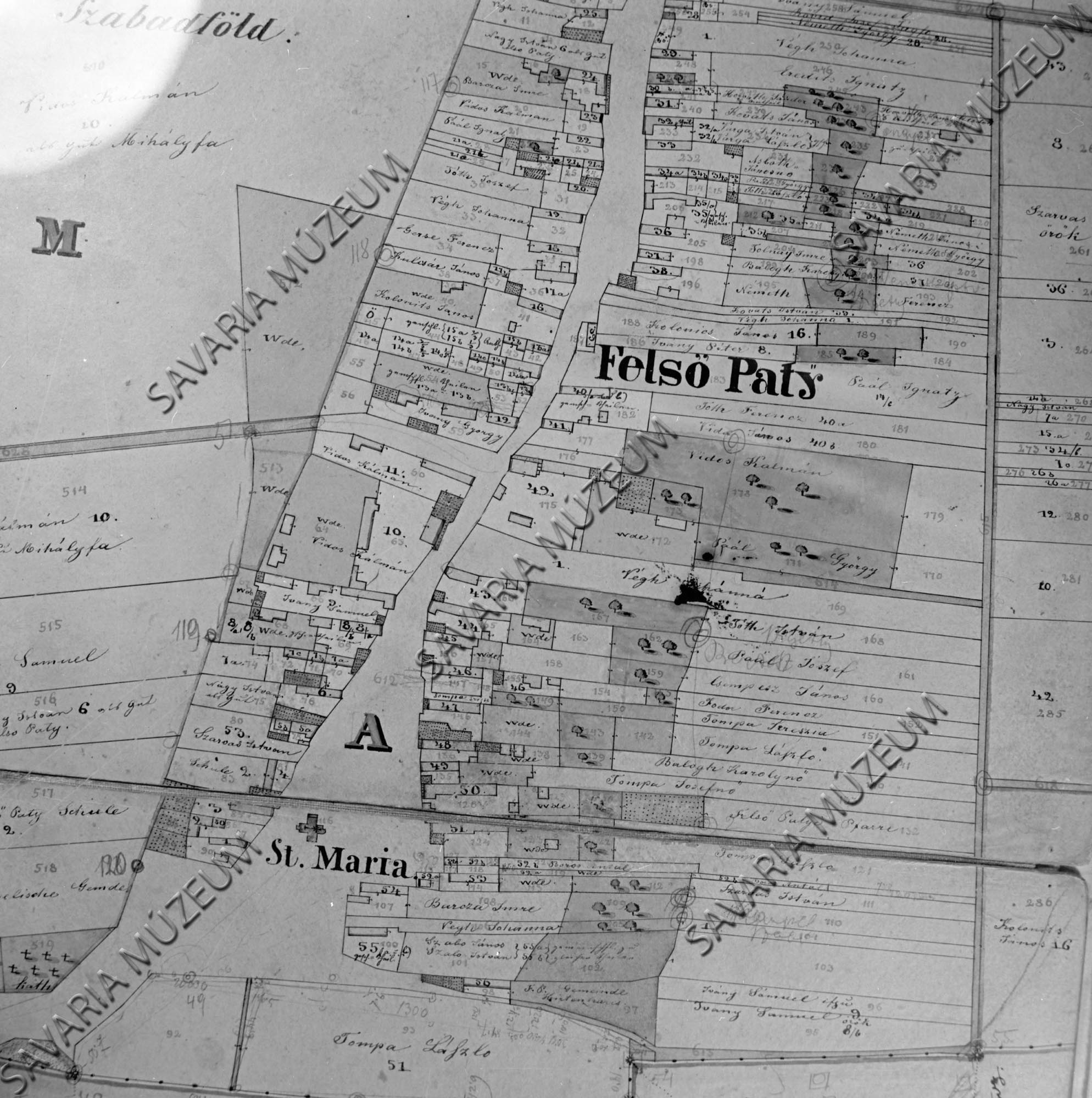 Felsőpaty kataszteri térképe (Savaria Megyei Hatókörű Városi Múzeum, Szombathely CC BY-NC-SA)