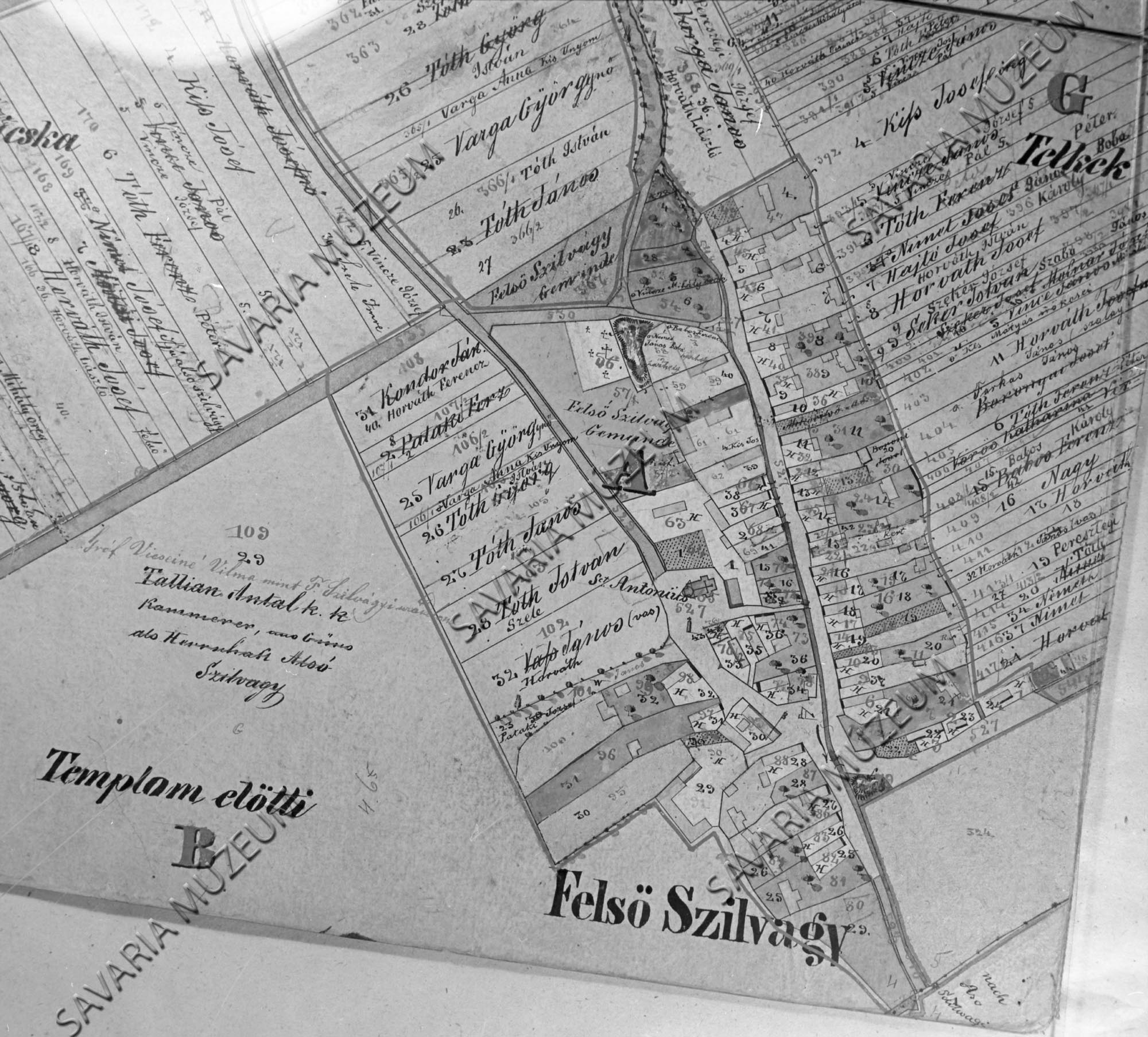 Felsőszilvágy kataszteri térképe (Savaria Megyei Hatókörű Városi Múzeum, Szombathely CC BY-NC-SA)