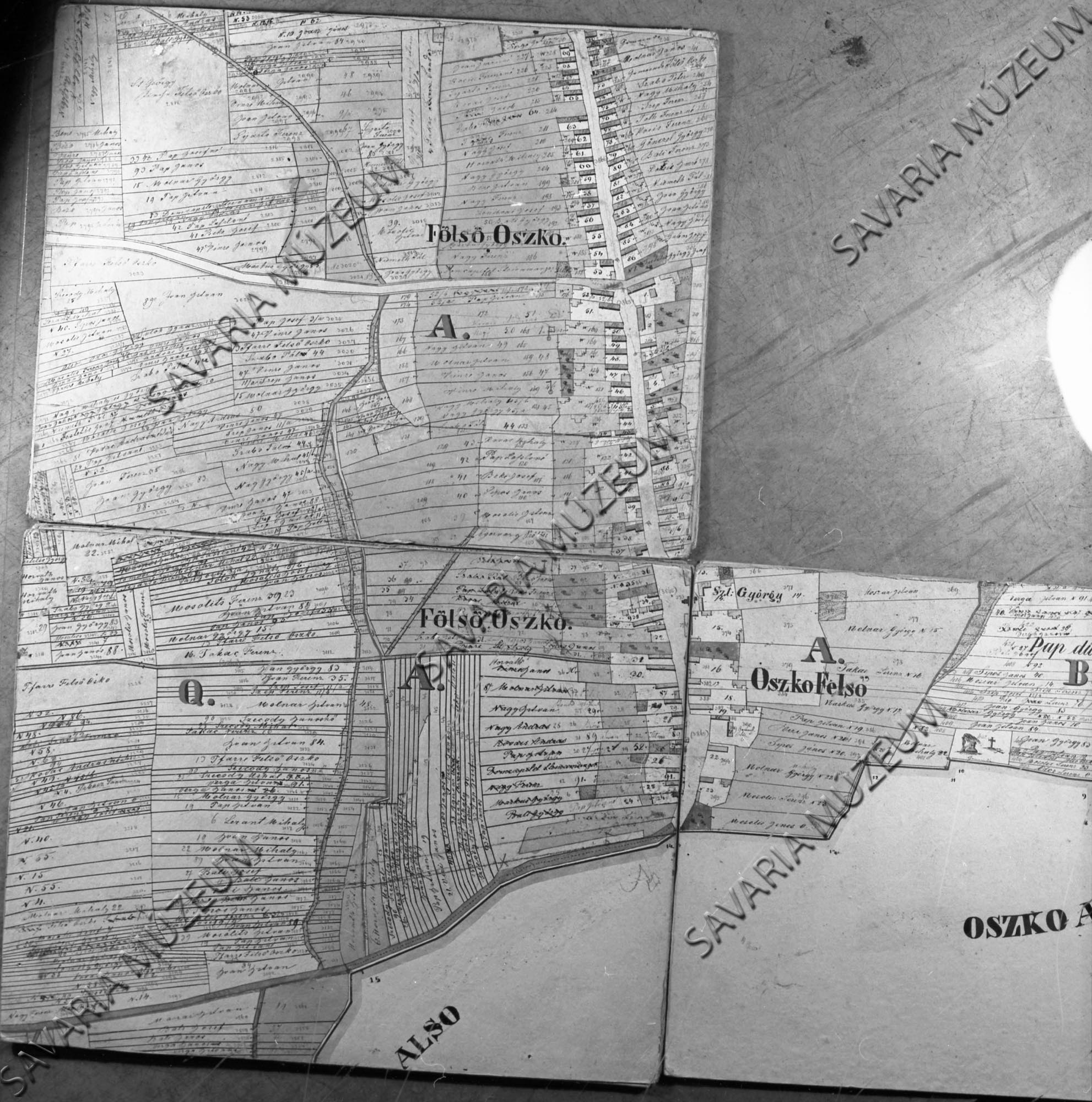 Felsőoszkó kataszteri térképe (Savaria Megyei Hatókörű Városi Múzeum, Szombathely CC BY-NC-SA)