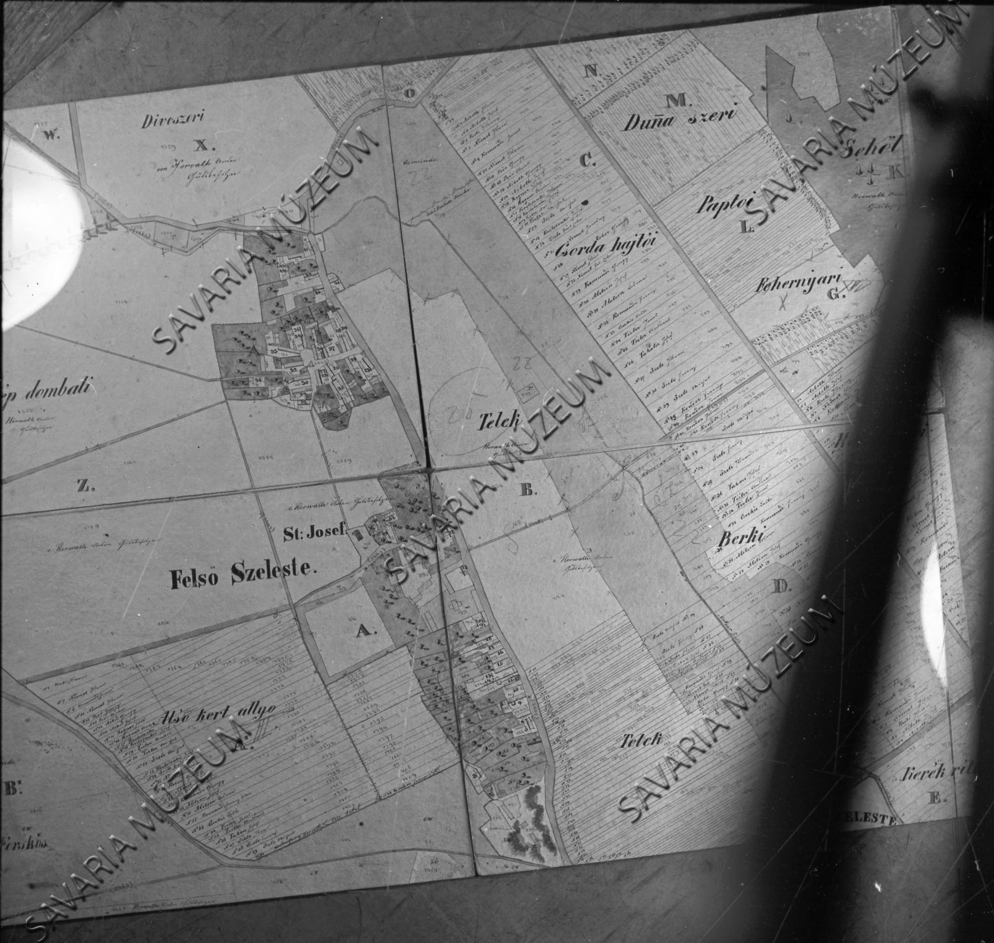 Felsőszeleste kataszteri térképe (Savaria Megyei Hatókörű Városi Múzeum, Szombathely CC BY-NC-SA)