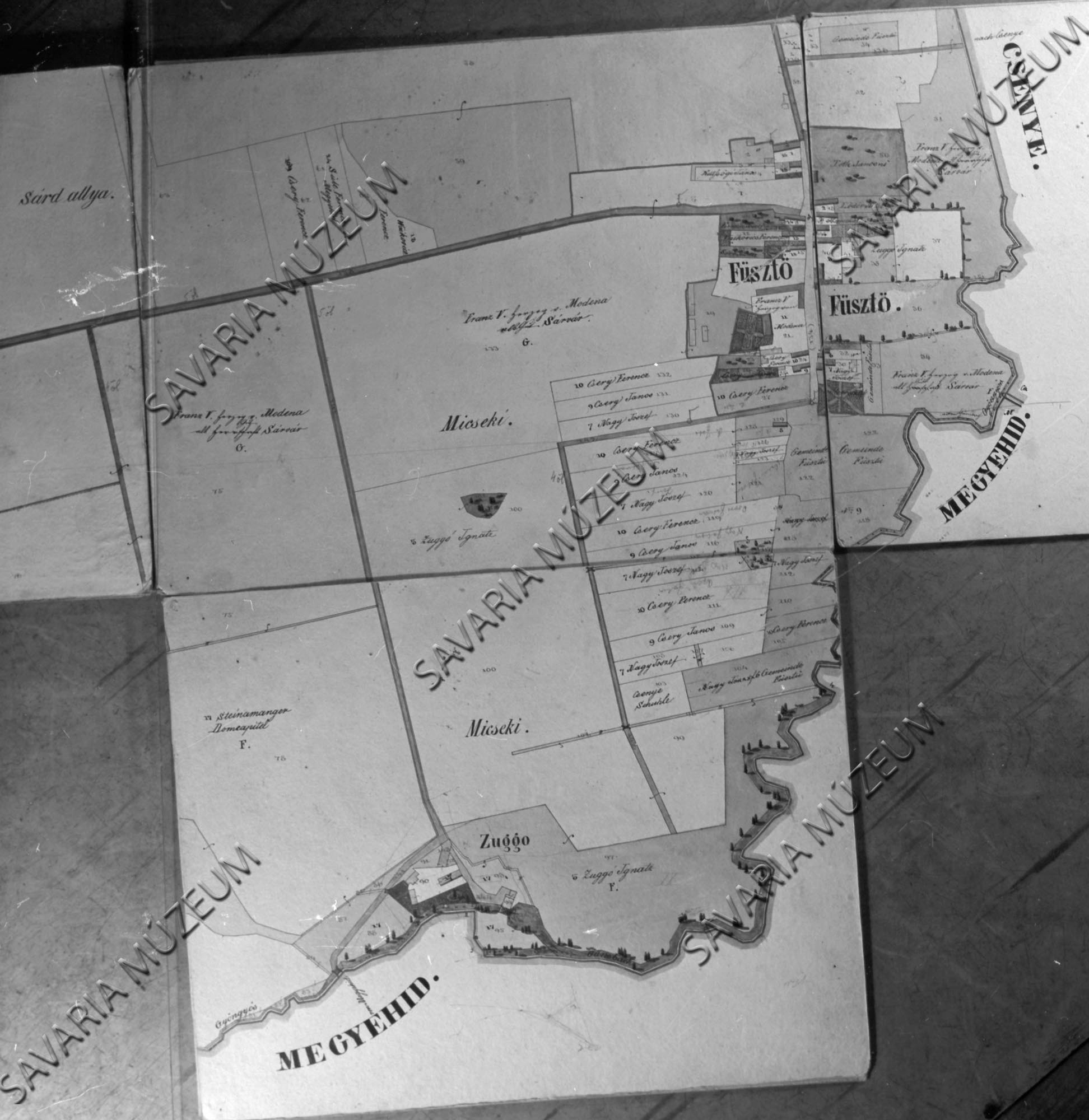 Füsztő kataszteri térképe (Savaria Megyei Hatókörű Városi Múzeum, Szombathely CC BY-NC-SA)
