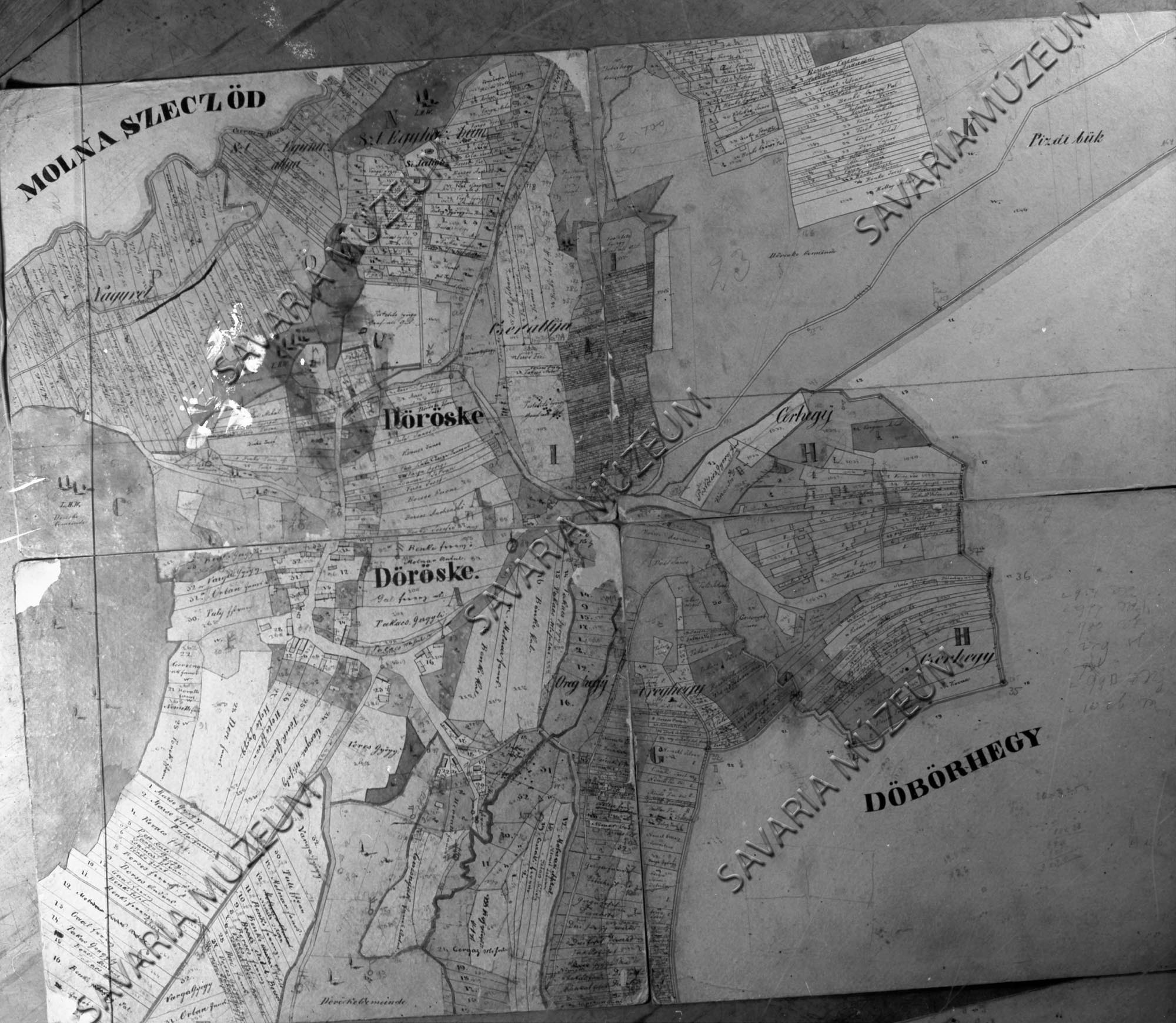 Döröske kataszteri térképe (Savaria Megyei Hatókörű Városi Múzeum, Szombathely CC BY-NC-SA)