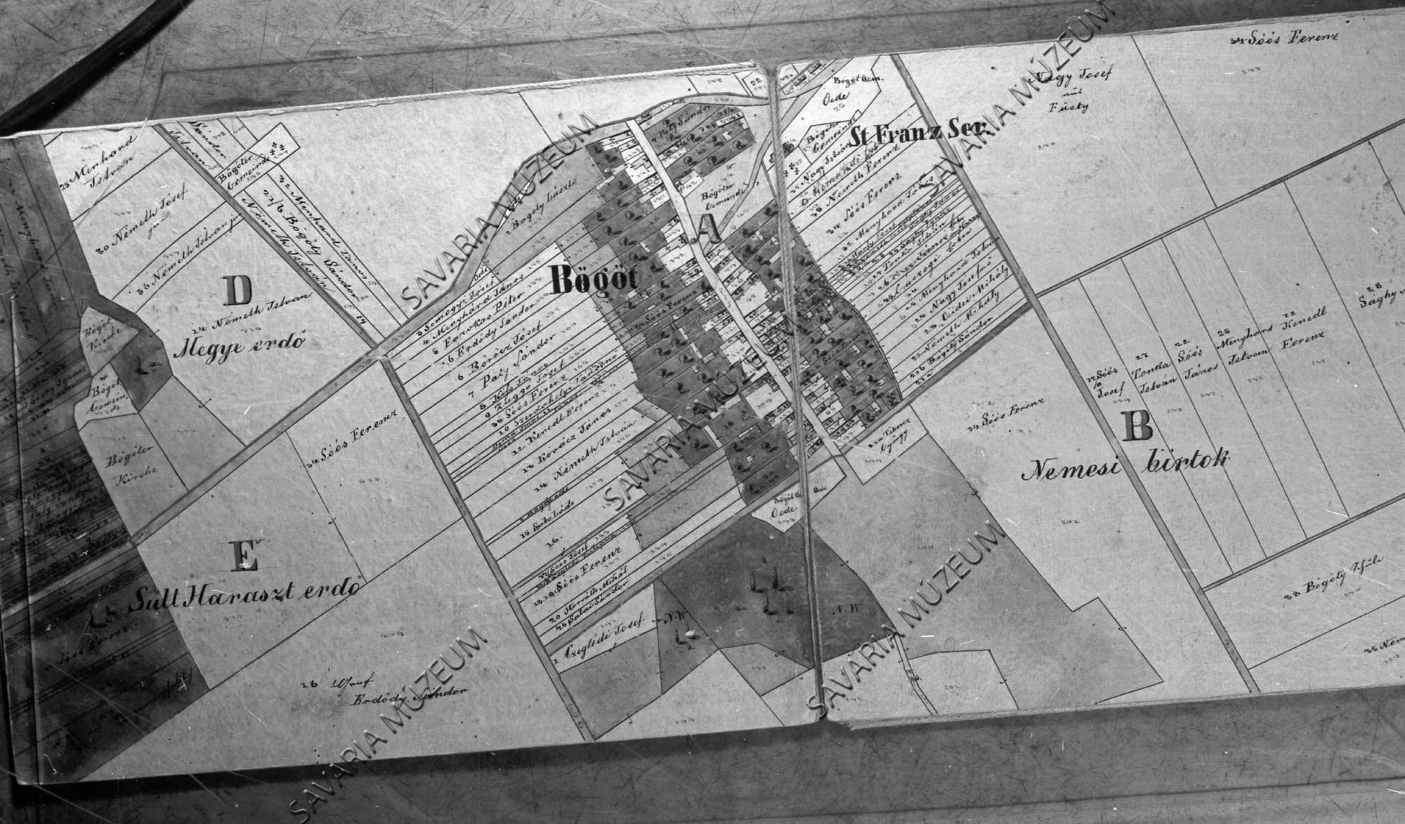Bögöt kataszteri térképe (Savaria Megyei Hatókörű Városi Múzeum, Szombathely CC BY-NC-SA)
