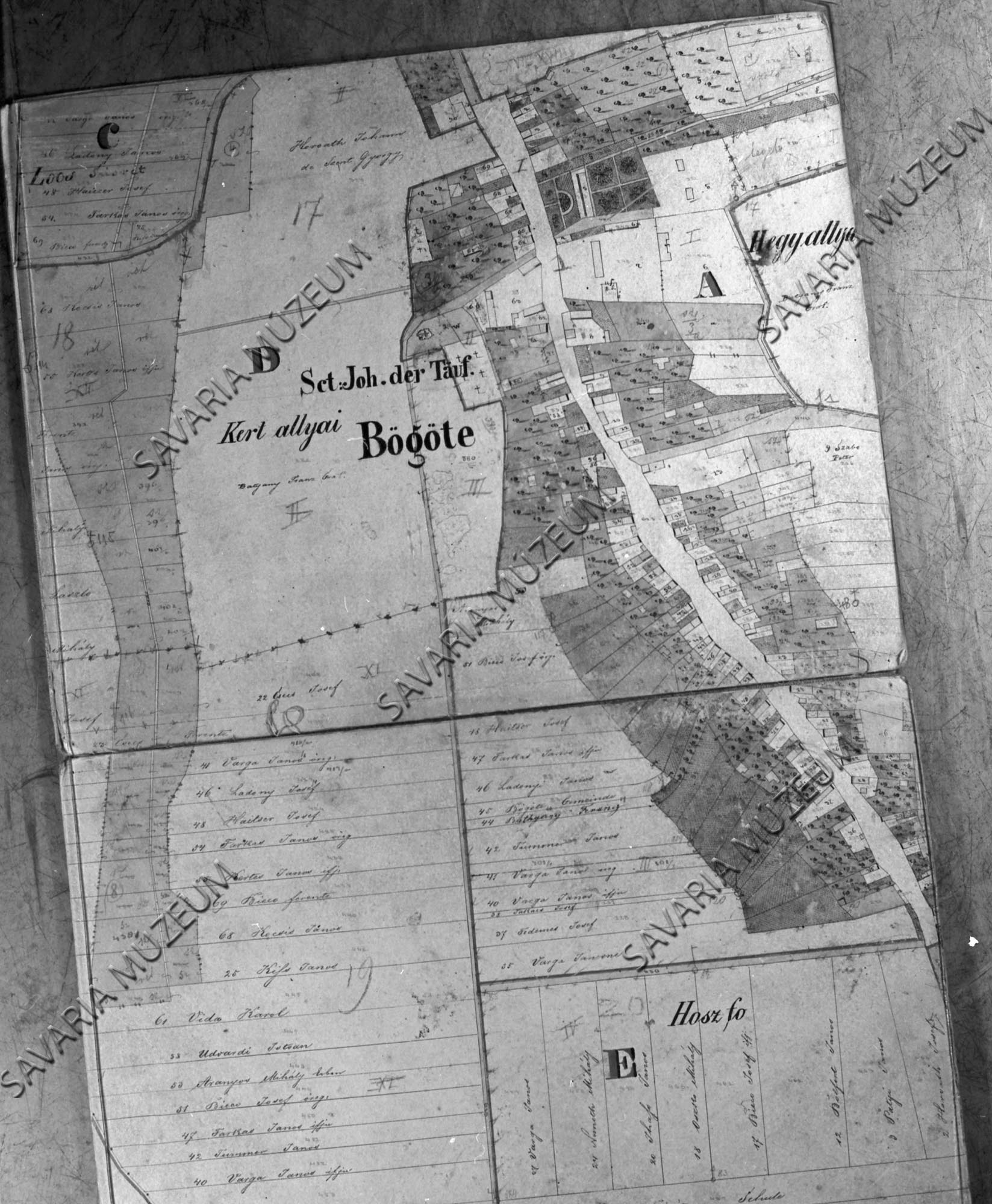 Bögöte kataszteri térképe (Savaria Megyei Hatókörű Városi Múzeum, Szombathely CC BY-NC-SA)