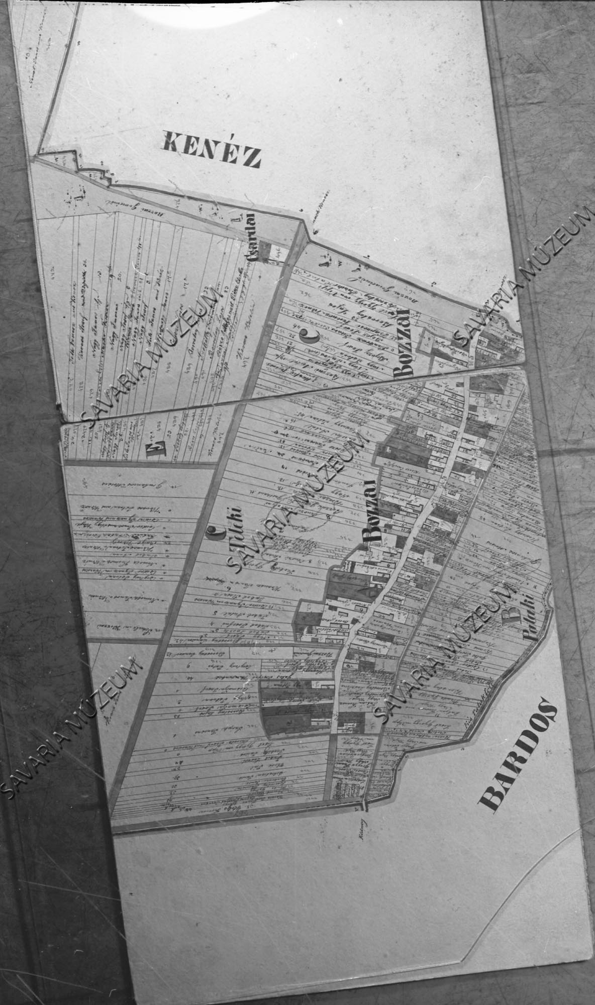 Bozzai kataszteri térképe (Savaria Megyei Hatókörű Városi Múzeum, Szombathely CC BY-NC-SA)
