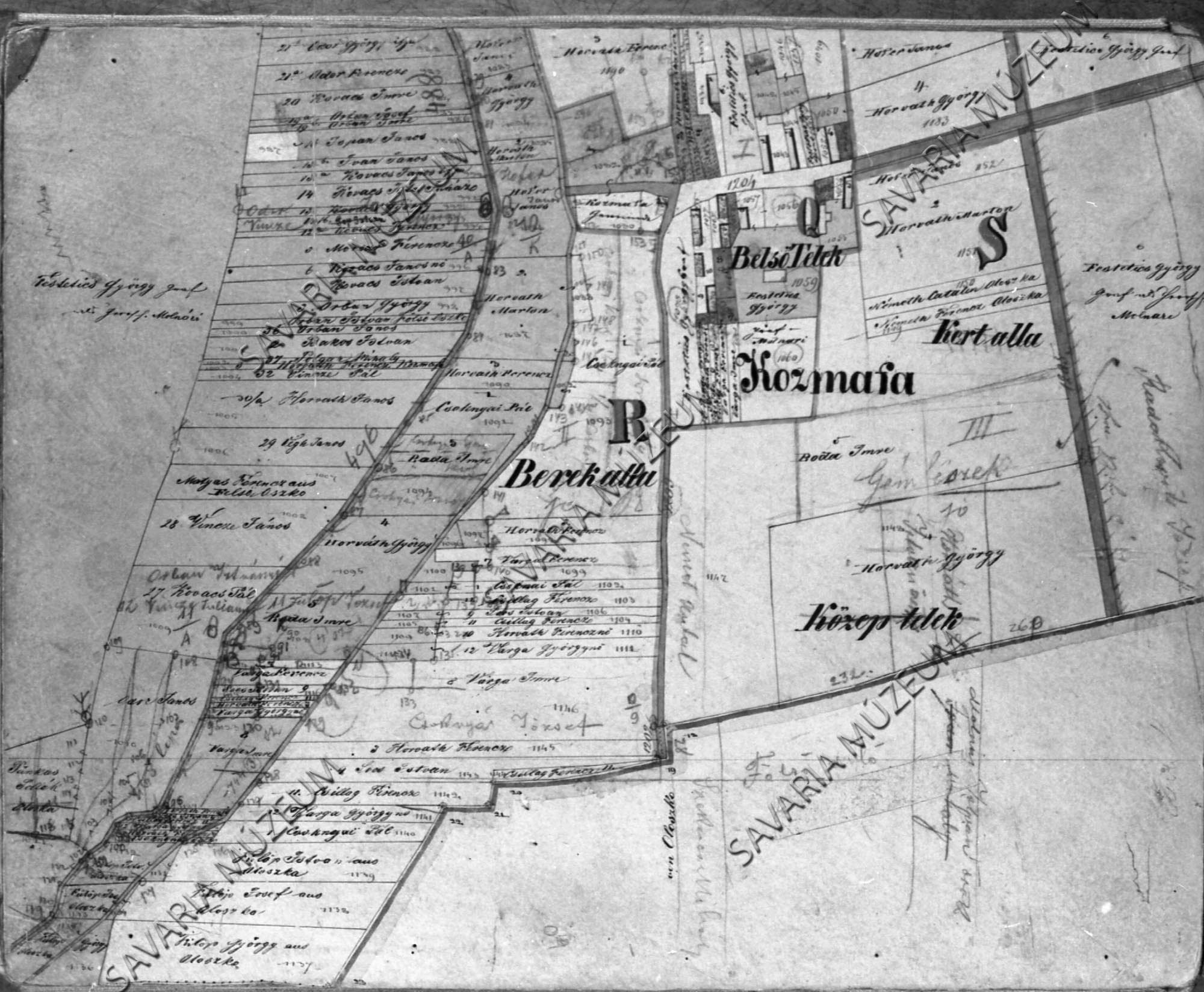 Kozmafa kataszteri térképe (Savaria Megyei Hatókörű Városi Múzeum, Szombathely CC BY-NC-SA)