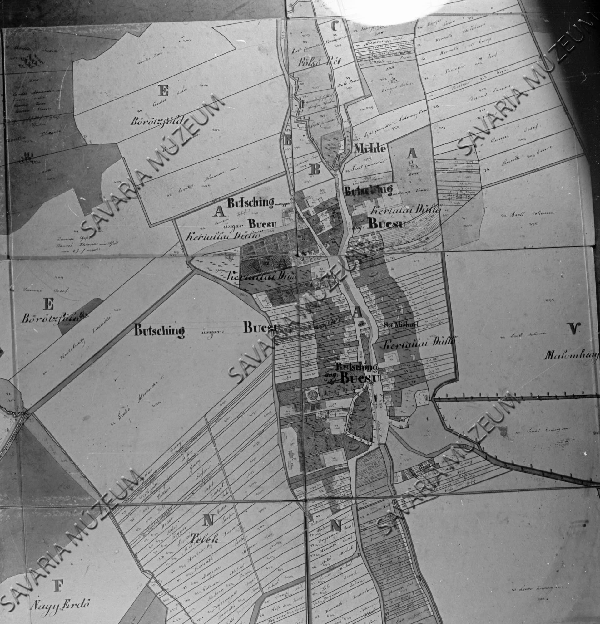 Bucsu kataszteri térképe (Savaria Megyei Hatókörű Városi Múzeum, Szombathely CC BY-NC-SA)