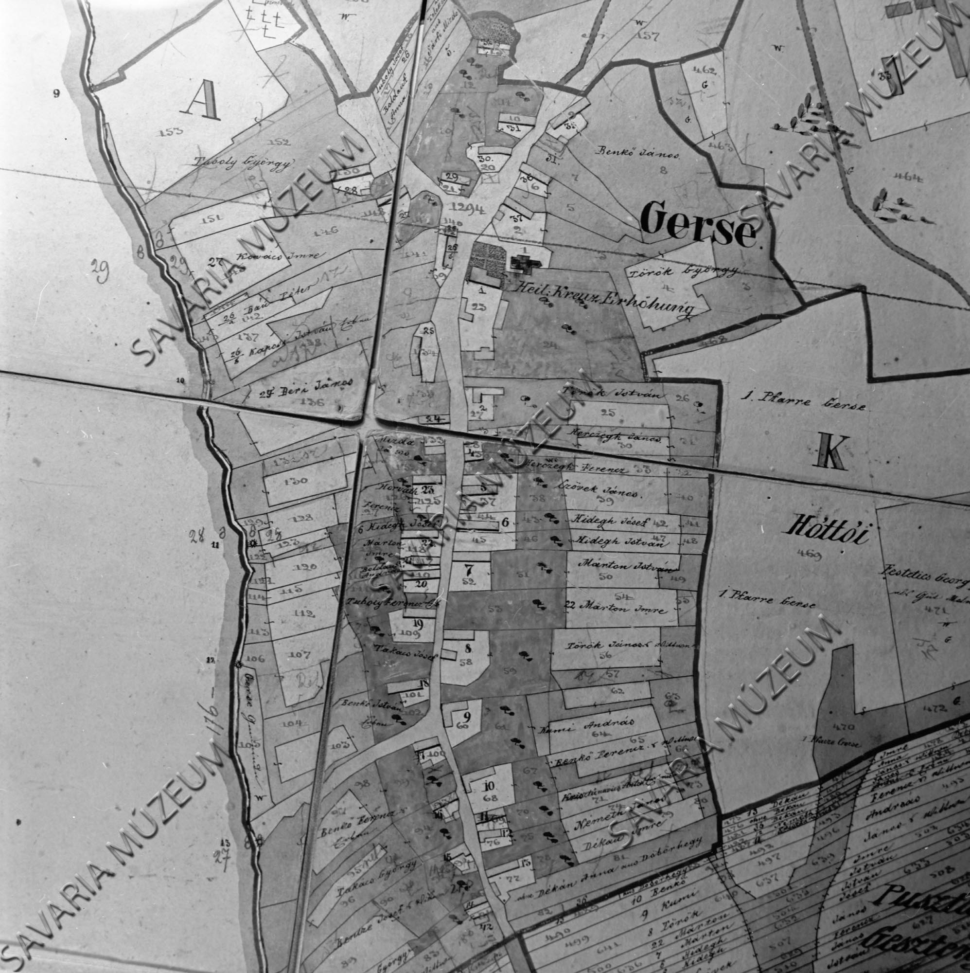 Gerse kataszteri térképe (Savaria Megyei Hatókörű Városi Múzeum, Szombathely CC BY-NC-SA)