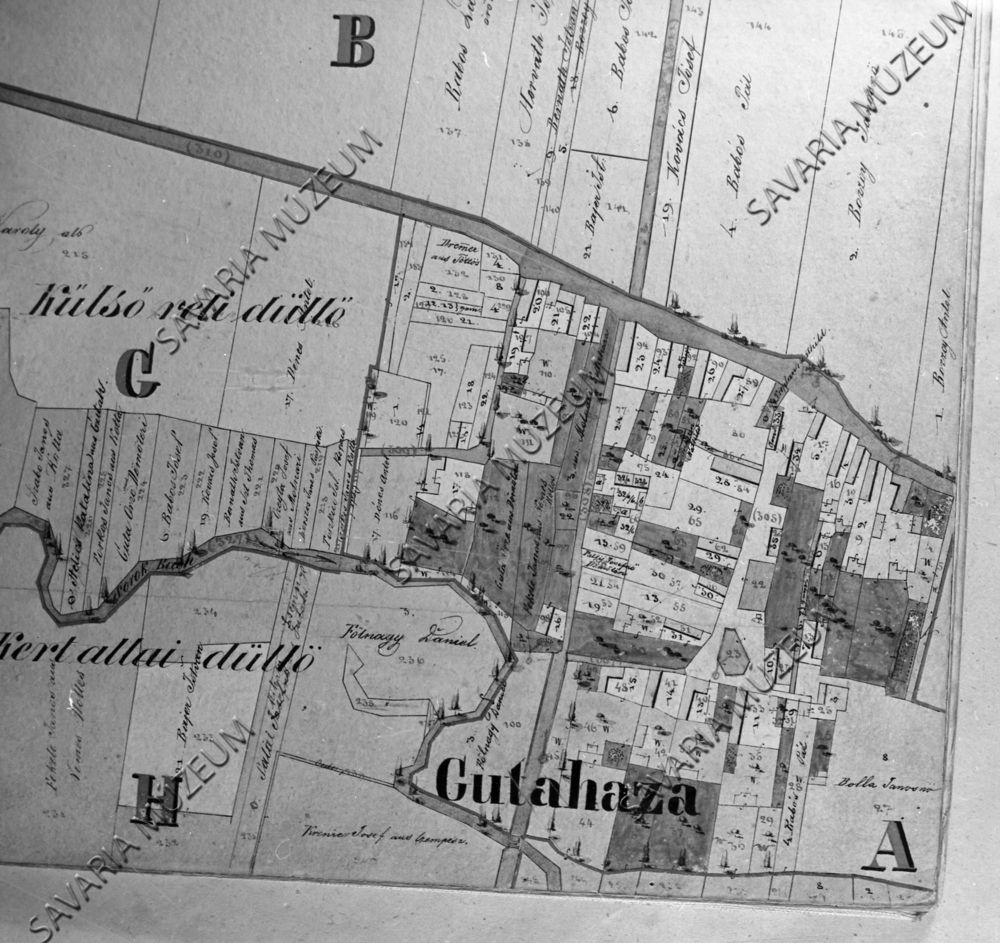 Gutaháza kataszteri térképe (Savaria Megyei Hatókörű Városi Múzeum, Szombathely CC BY-NC-SA)