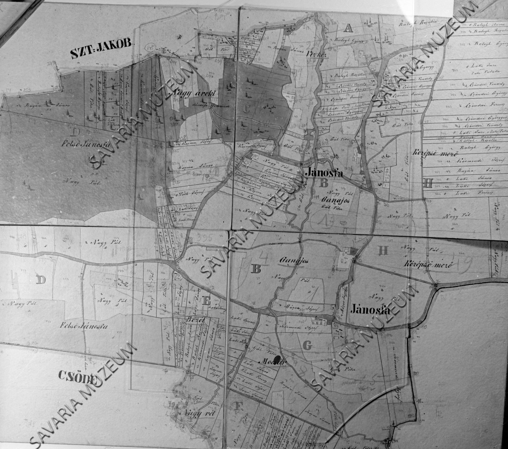 Jánosfa kataszteri térképe (Savaria Megyei Hatókörű Városi Múzeum, Szombathely CC BY-NC-SA)