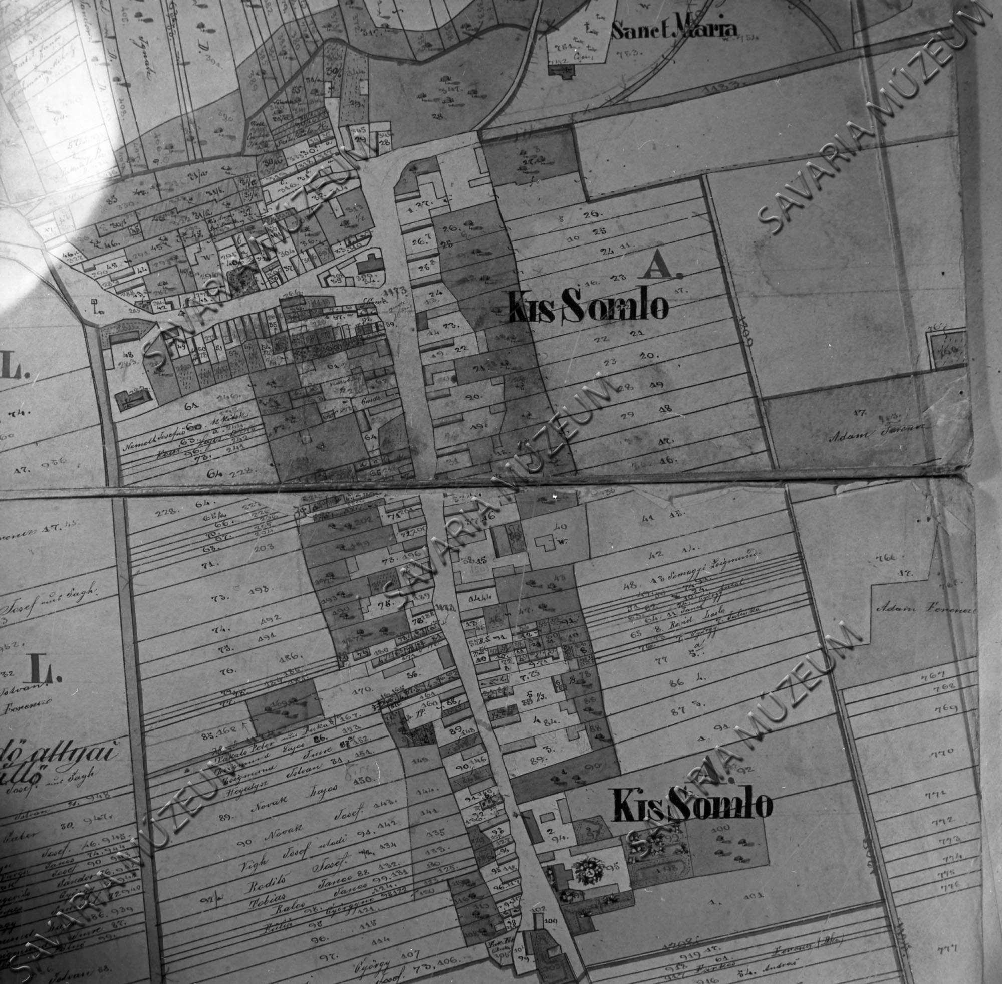 Kissomlyó kataszteri térképe (Savaria Megyei Hatókörű Városi Múzeum, Szombathely CC BY-NC-SA)