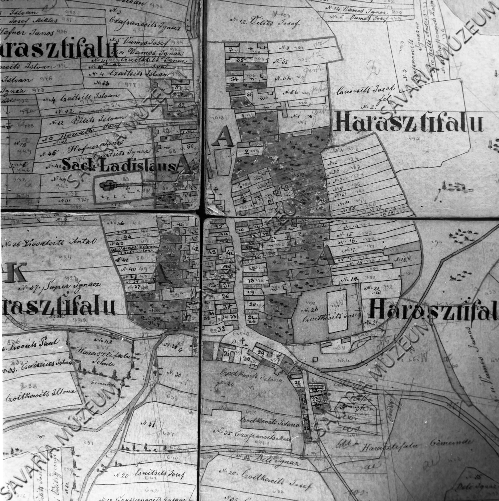 Harasztifalu kataszteri térképe (Savaria Megyei Hatókörű Városi Múzeum, Szombathely CC BY-NC-SA)